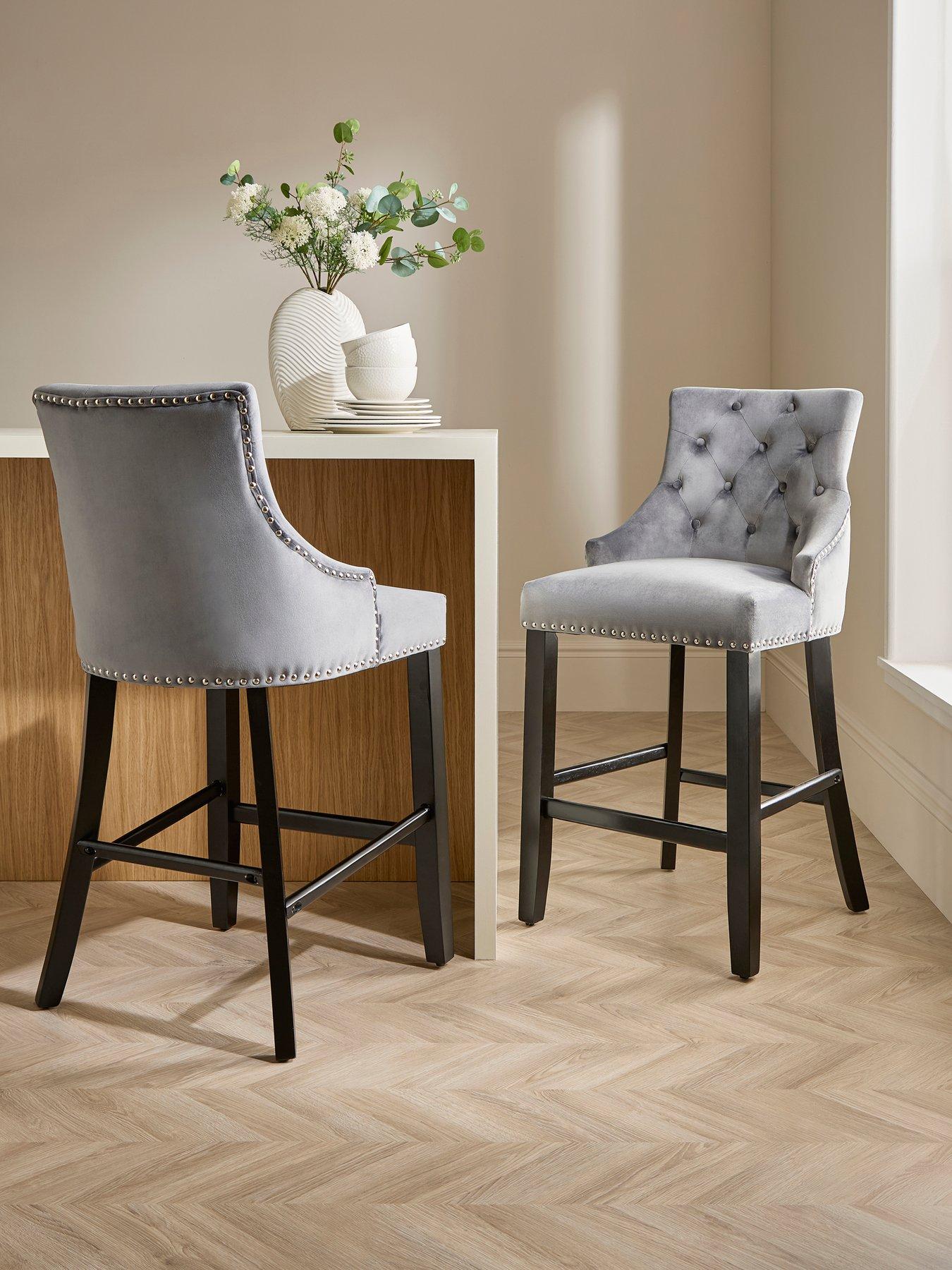 The Very Collection Warwick Velvet Bar Stool Pair - FSC® Certified