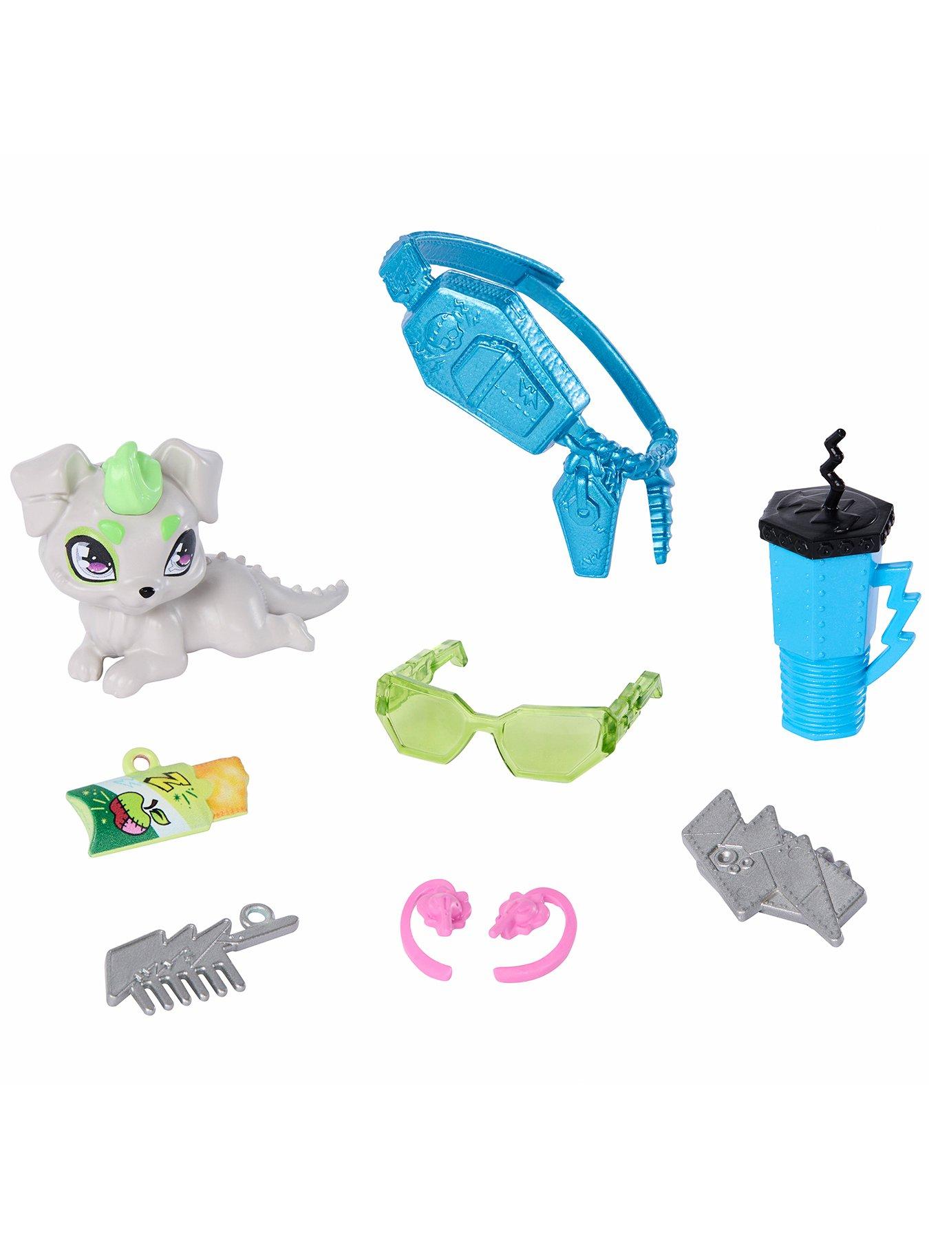 Image 2 of 6 of Monster High High Frankie Stein Fashion Doll in Black Pleather Skirt with Pet Watzie&nbsp;