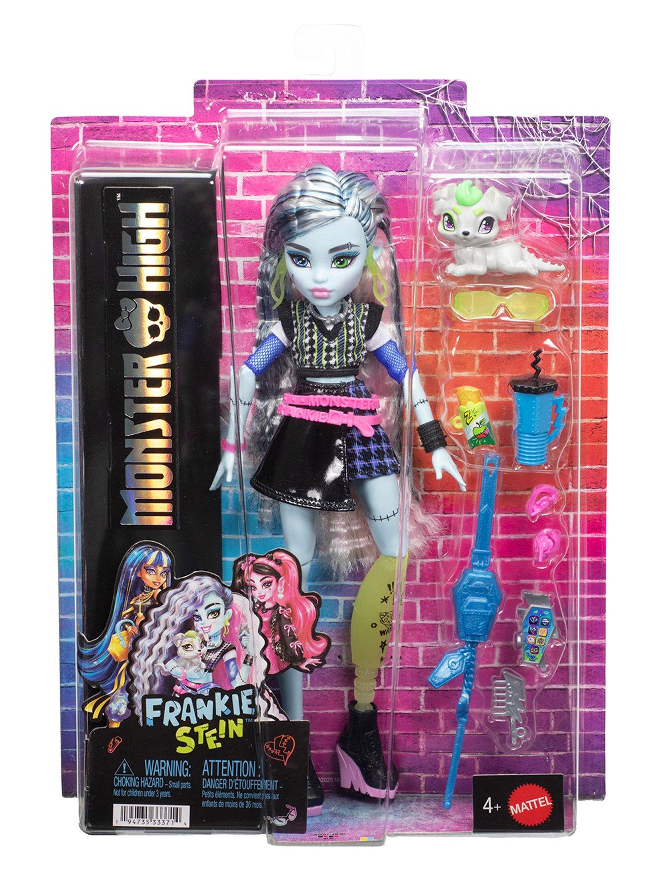Image 6 of 6 of Monster High High Frankie Stein Fashion Doll in Black Pleather Skirt with Pet Watzie&nbsp;