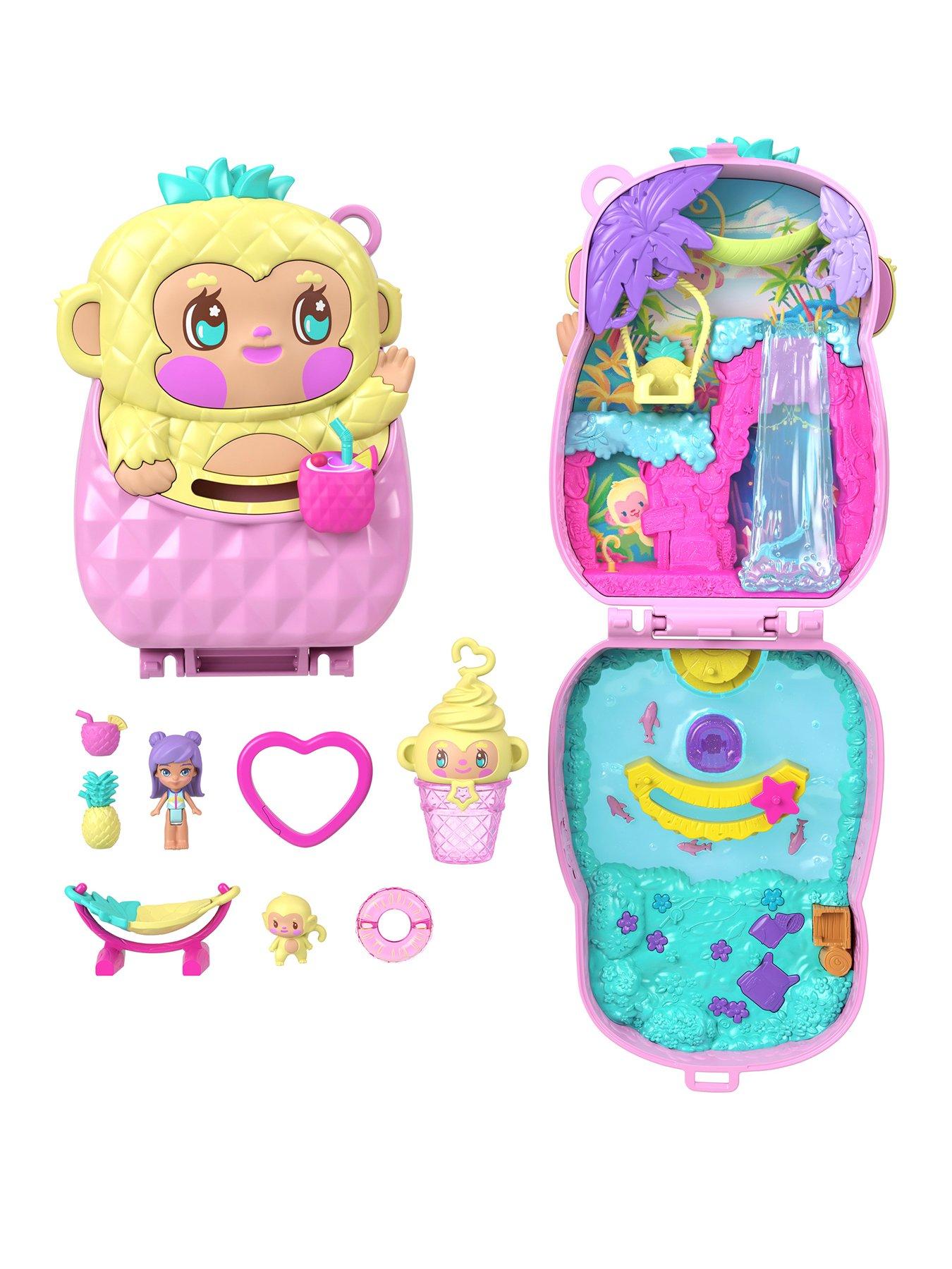 Polly Pocket Polly Pocket Pineapple Monkey Compact Playset with 1 Micro Doll and Pet, Travel Toy with Fruit Accessories