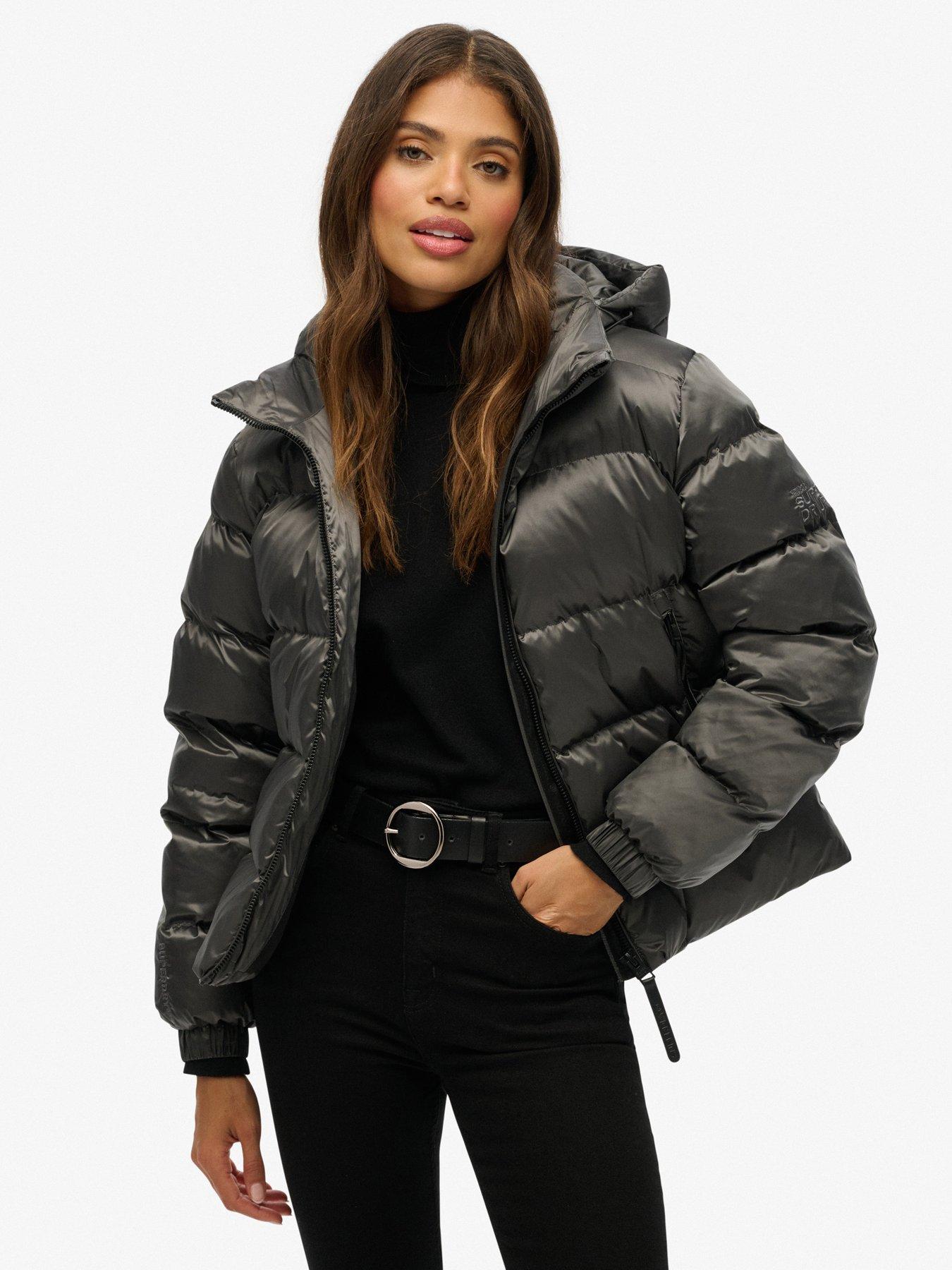 Superdry Hooded Luxe Sports Puffer - Sheen Black