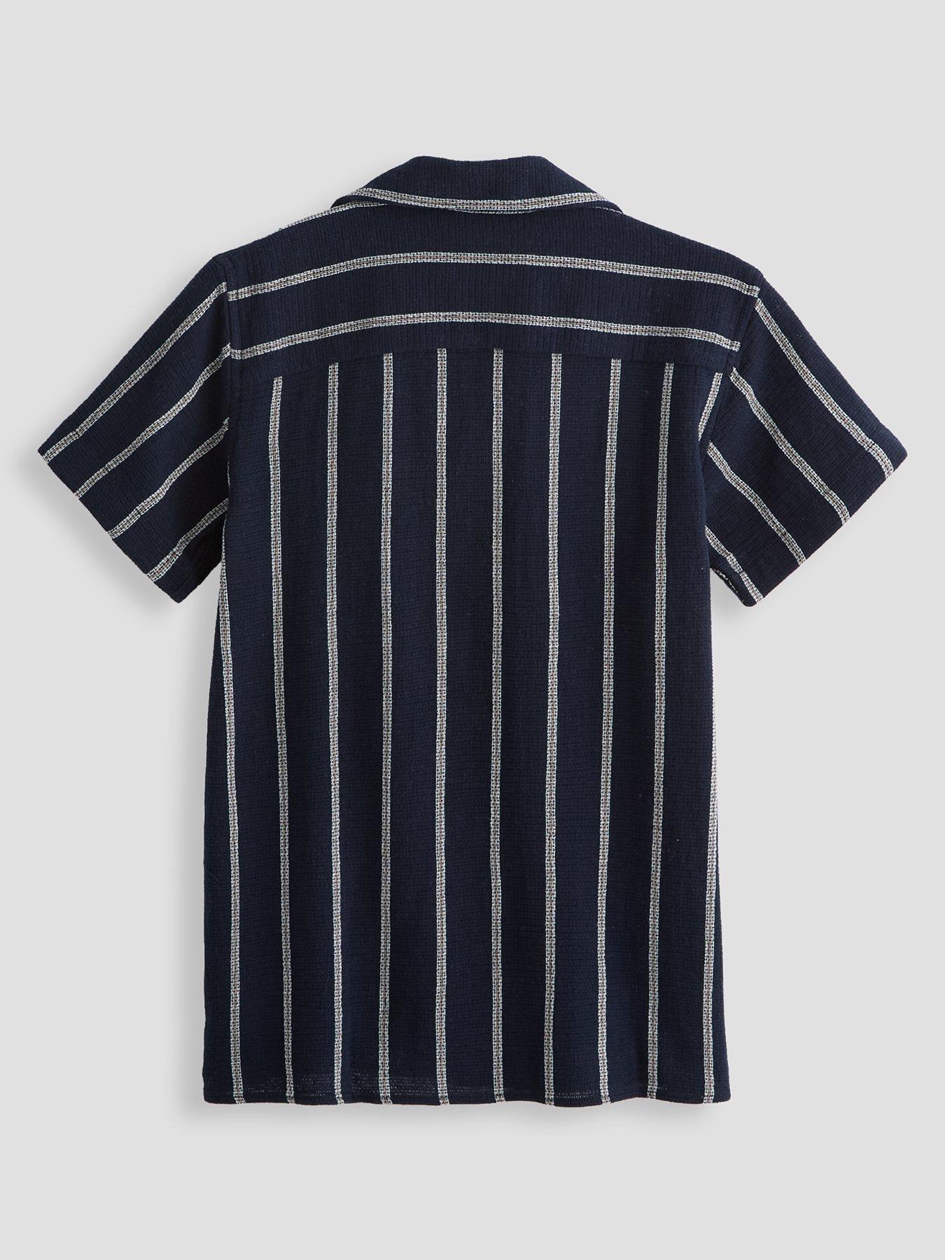 Image 2 of 4 of Jack & Jones Junior Boys Stripe Short Sleeve Co-Ord Shirt - Sky Captain