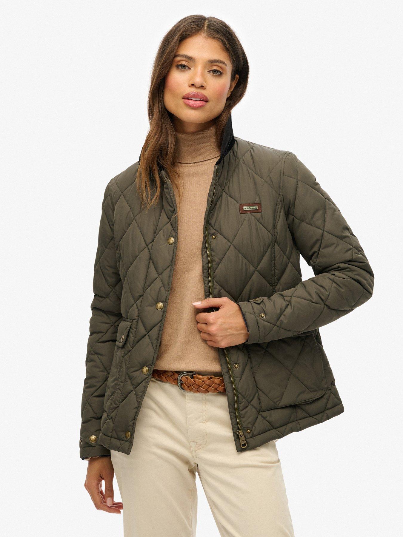 Image 1 of 7 of Superdry Cord Trimmed Liner Jacket - Army Khaki Green