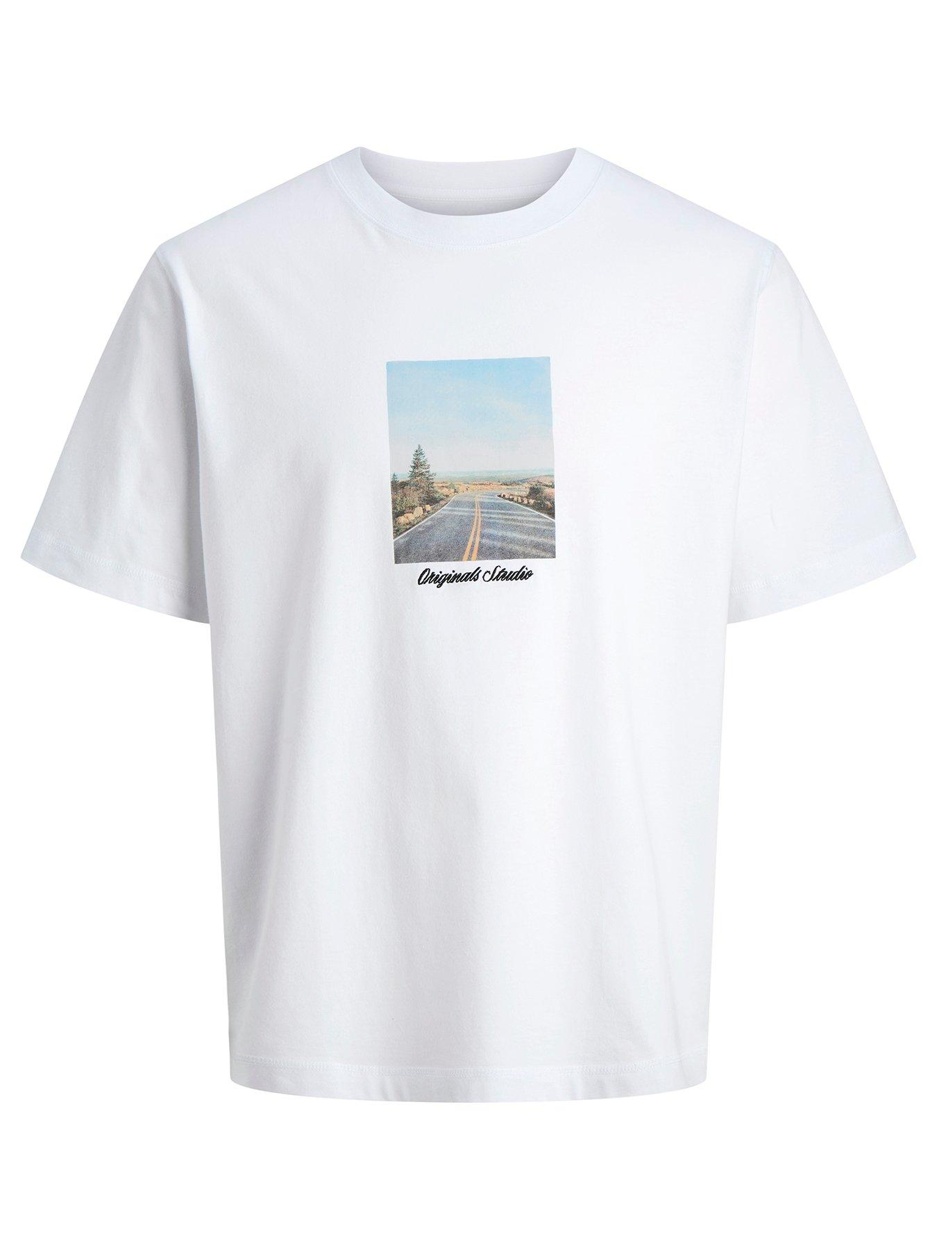 Jack & Jones Junior Boys Photo Print Short Sleeve T-Shirt - Bright White