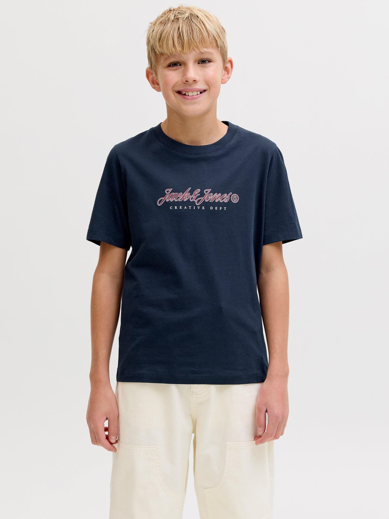 Jack & Jones Junior Boys Type Front Short Sleeve T-Shirt - Sky Captain - Navy