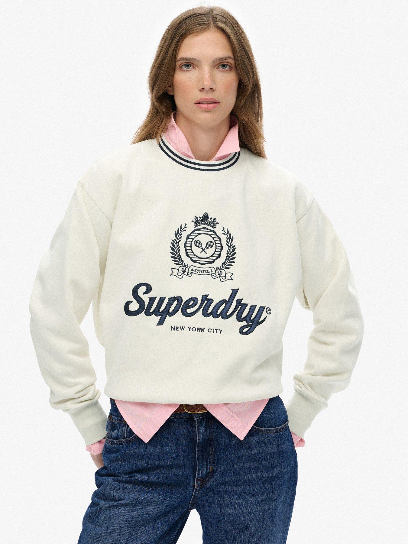 Image 1 of 6 of Superdry Country Club Loose Crewneck Sweatshirt - Off &nbsp;White
