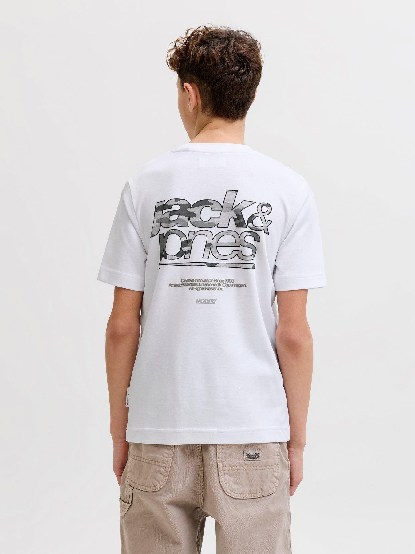 Jack & Jones Junior Boys Breeze Back Print Short Sleeve T-shirt - Bright White