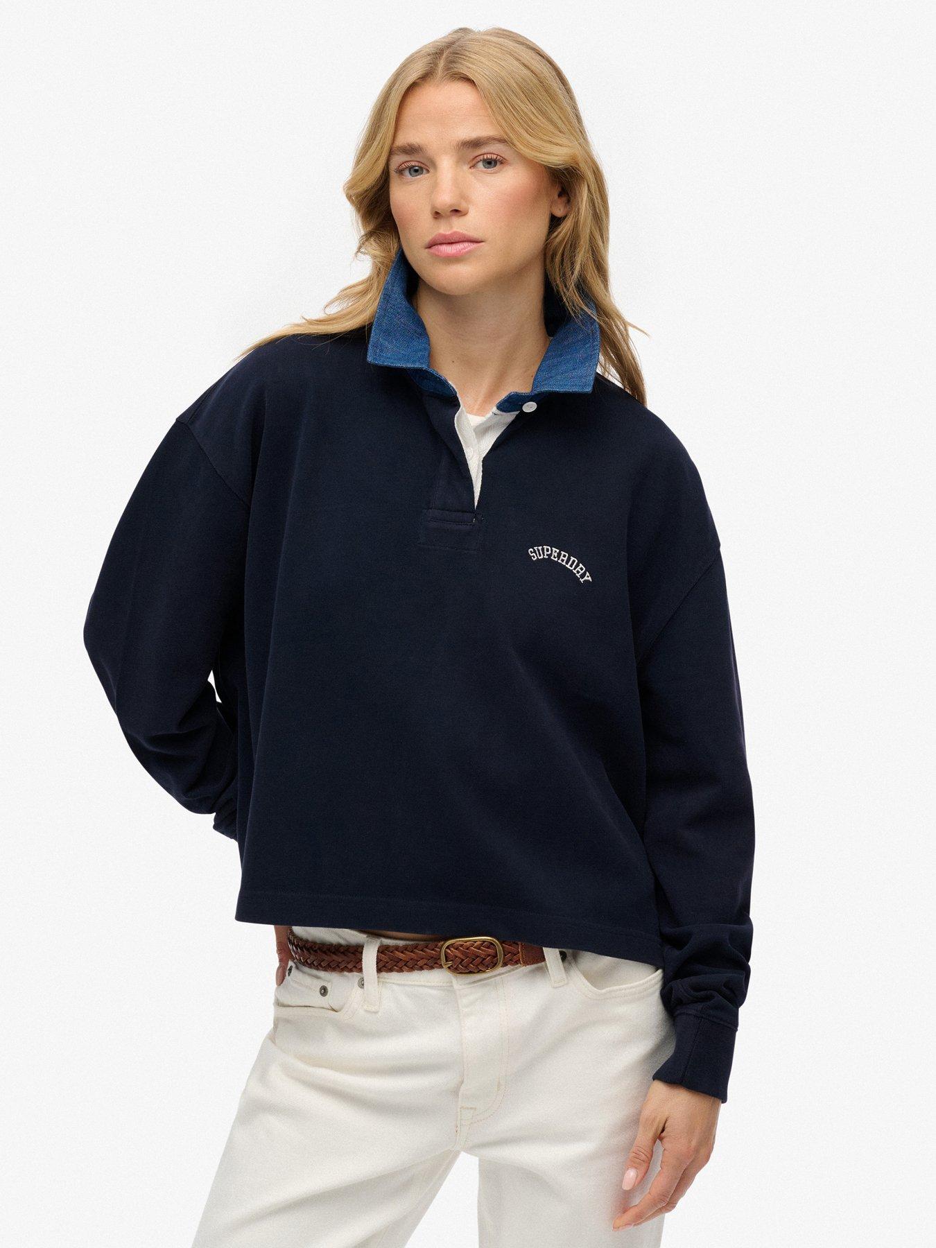 Superdry Athletic Essential Graphic Rugby Top - Eclipse Navy