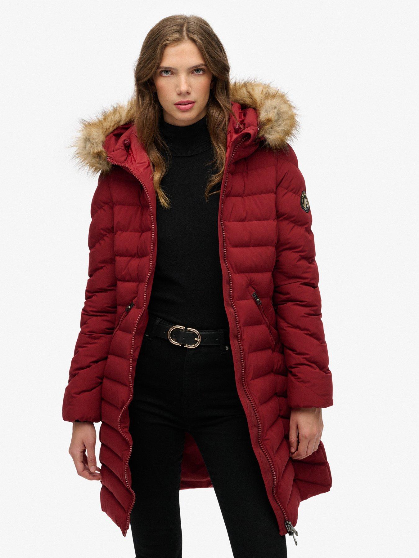 superdry-fuji-faux-fur-hood-mid-length-wine-redfront