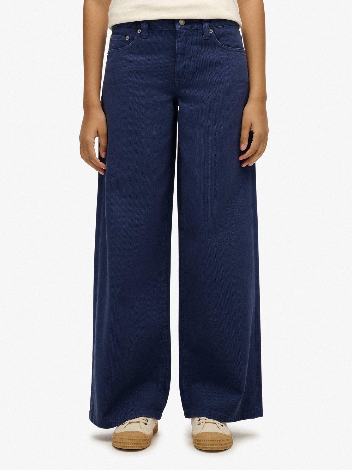 Image 1 of 7 of Superdry Mid Rise Baggy Trousers&nbsp;- Mariner Navy