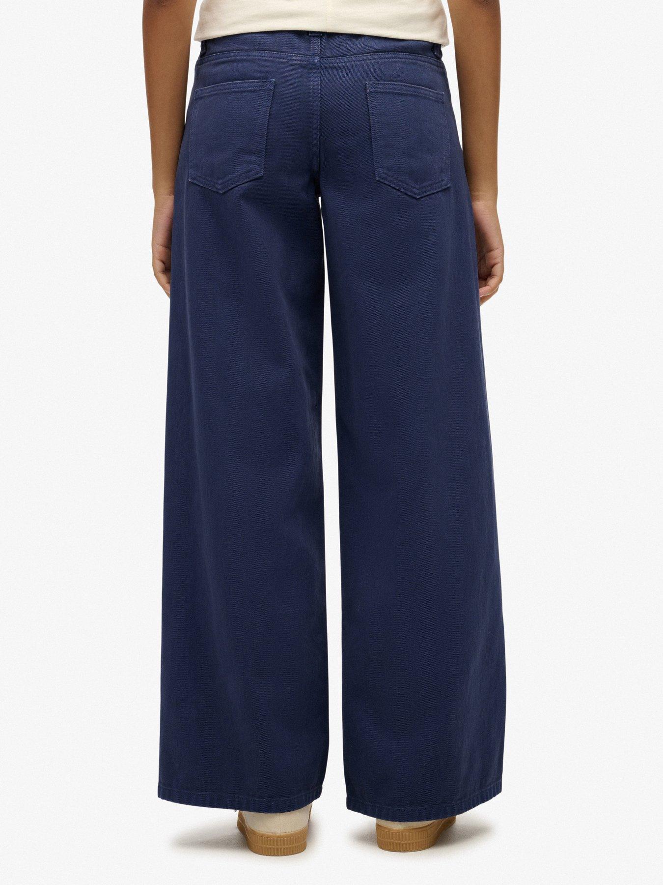Image 2 of 7 of Superdry Mid Rise Baggy Trousers&nbsp;- Mariner Navy