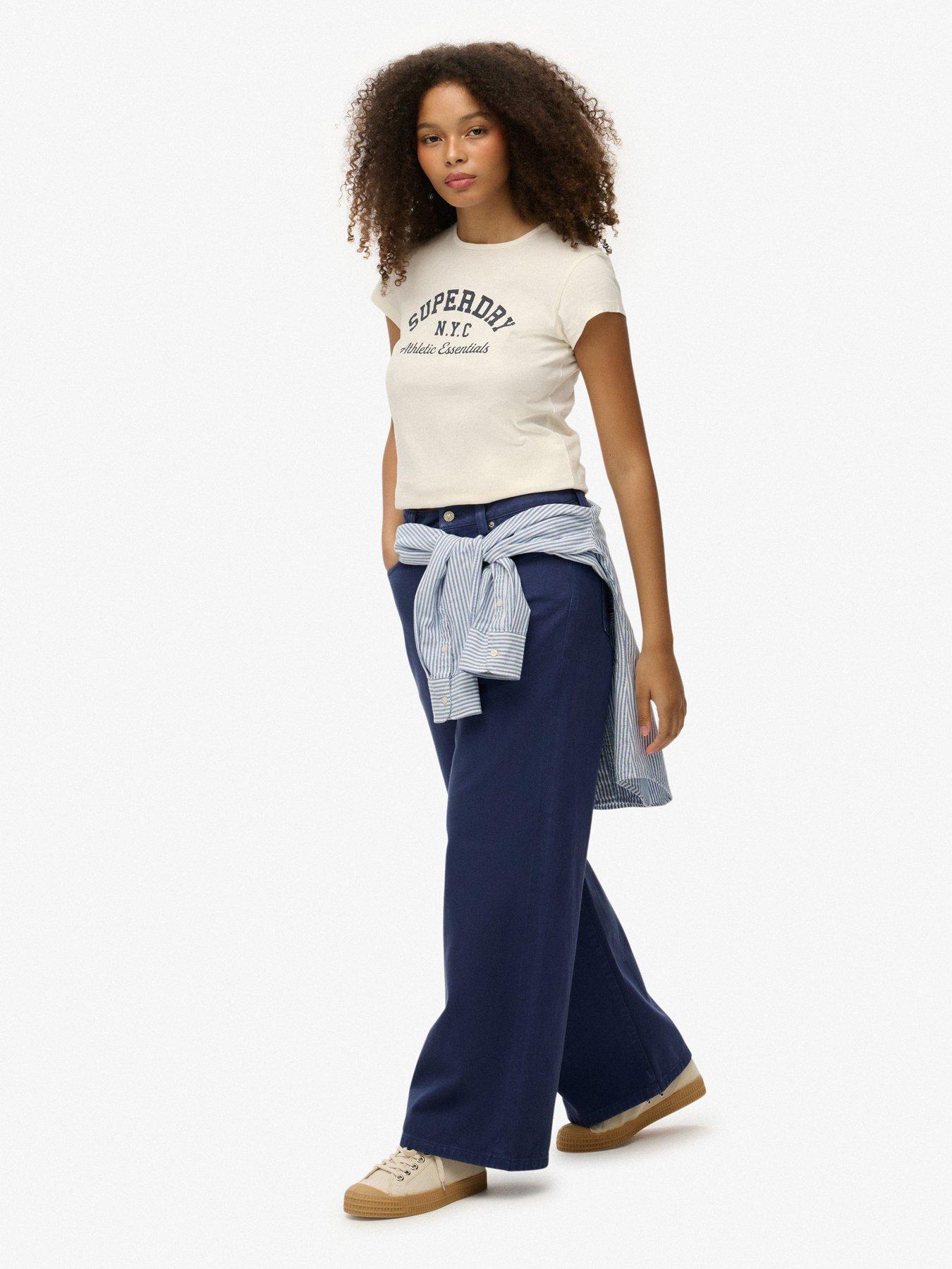 Image 5 of 7 of Superdry Mid Rise Baggy Trousers&nbsp;- Mariner Navy