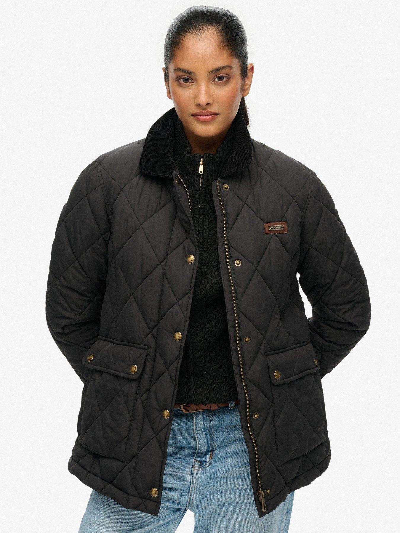 Image 1 of 7 of Superdry Cord Trimmed Liner Jacket - Black
