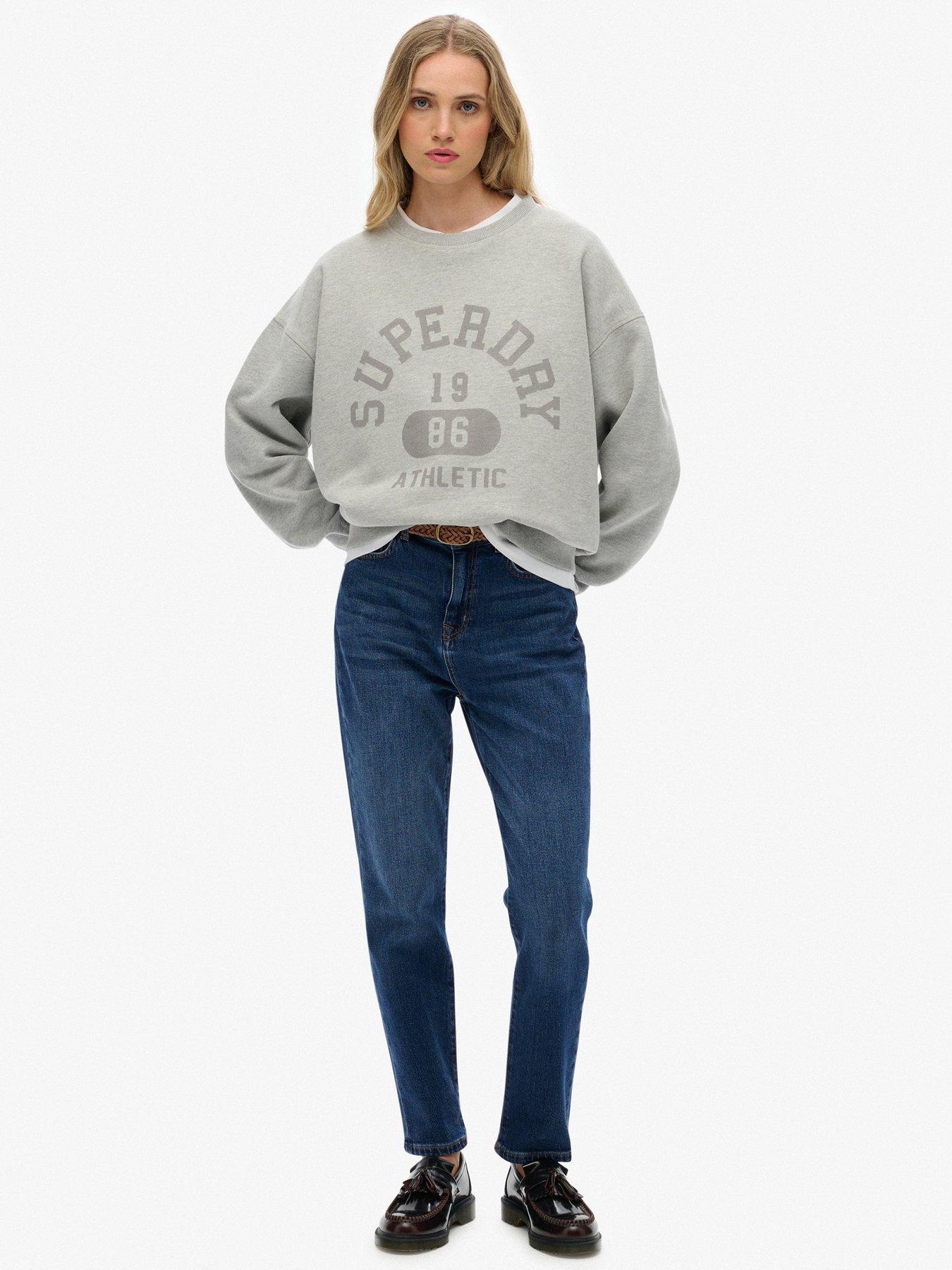 Image 3 of 6 of Superdry Athletic Essentials Relaxed Crew Sweatshirt -Grey Marl