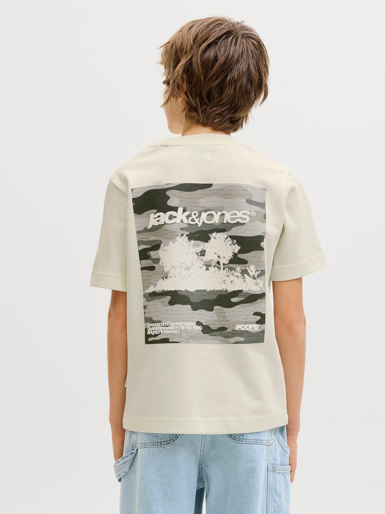 Jack & Jones Junior Boys Breeze Back Print Short Sleeve T-shirt - Sweet Corn