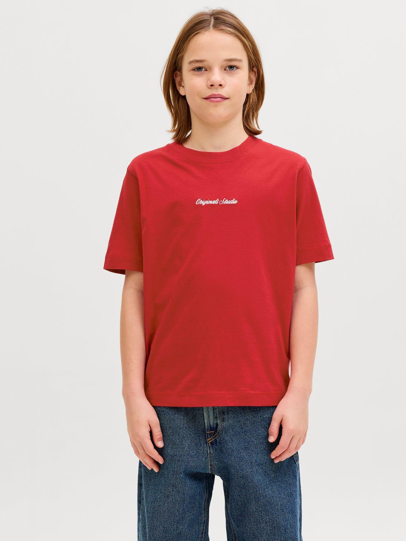 Jack & Jones Junior Boys Originals Studio Short Sleeve T-Shirt - Red