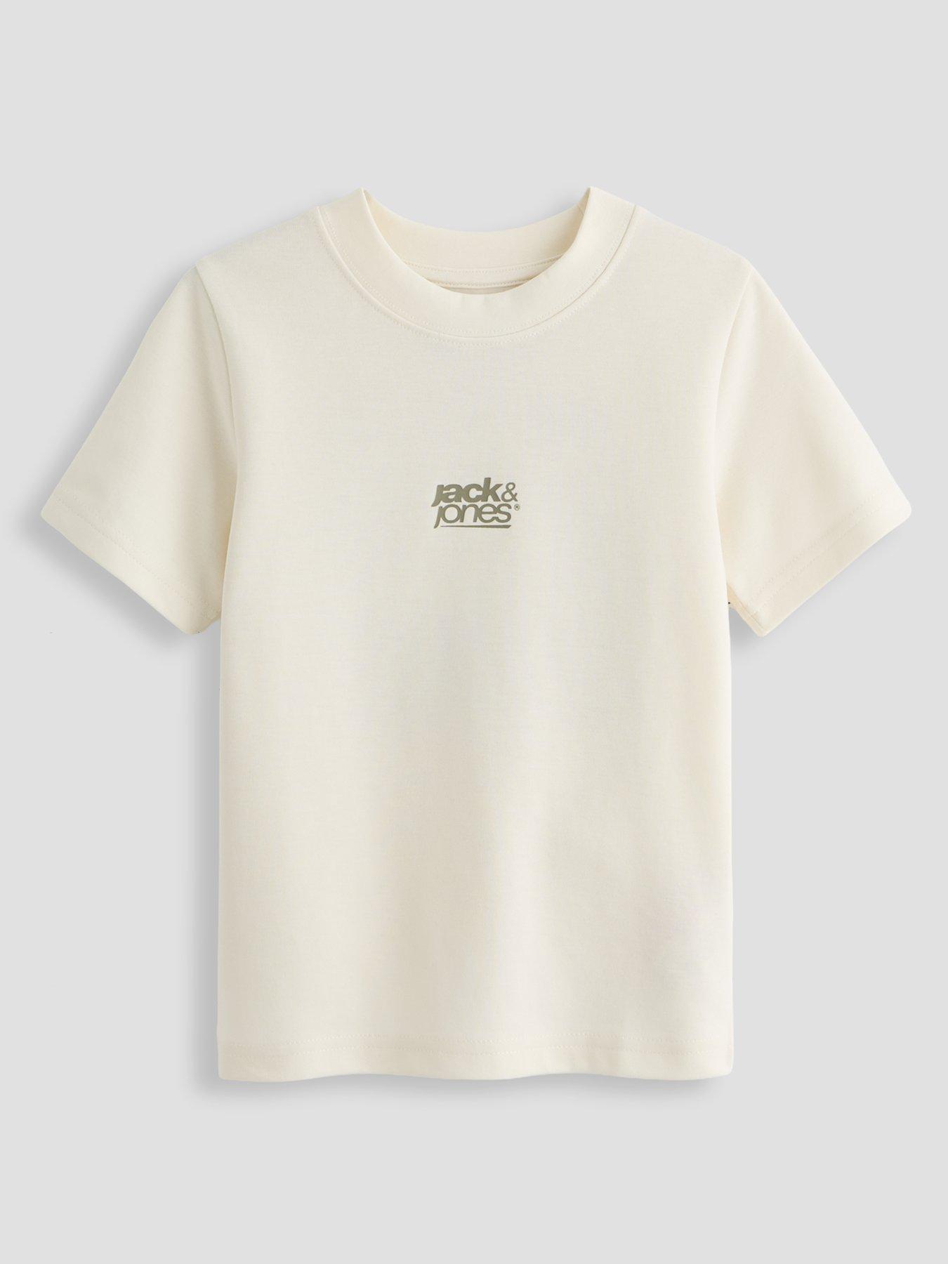 Jack & Jones Mini Younger Boys Breeze Back Print Short Sleeve T-Shirt - Sweet Corn - Cream