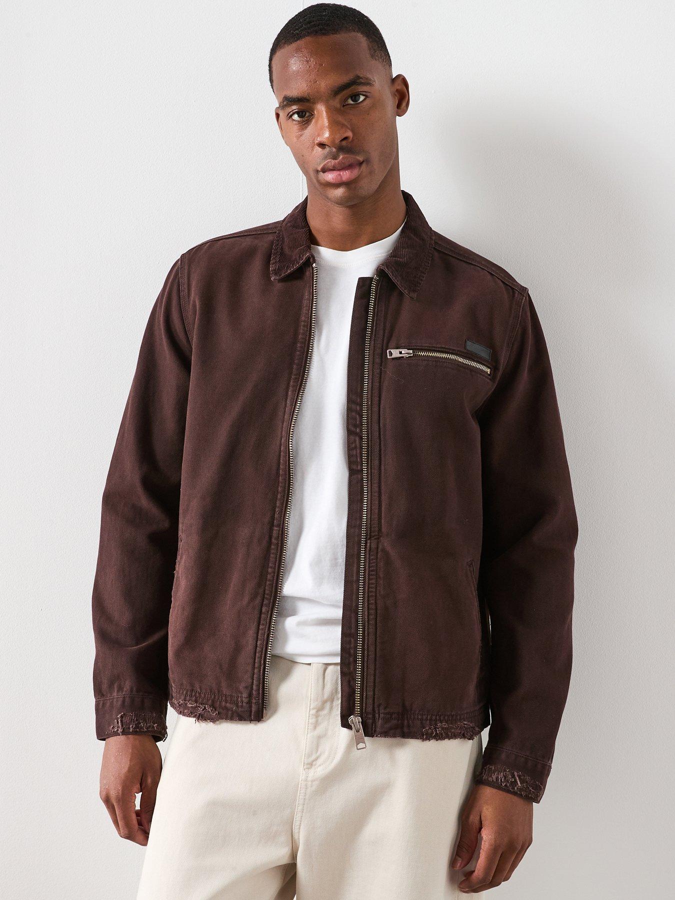 AllSaints Contract Cord Collar Cotton Jacket - Brown