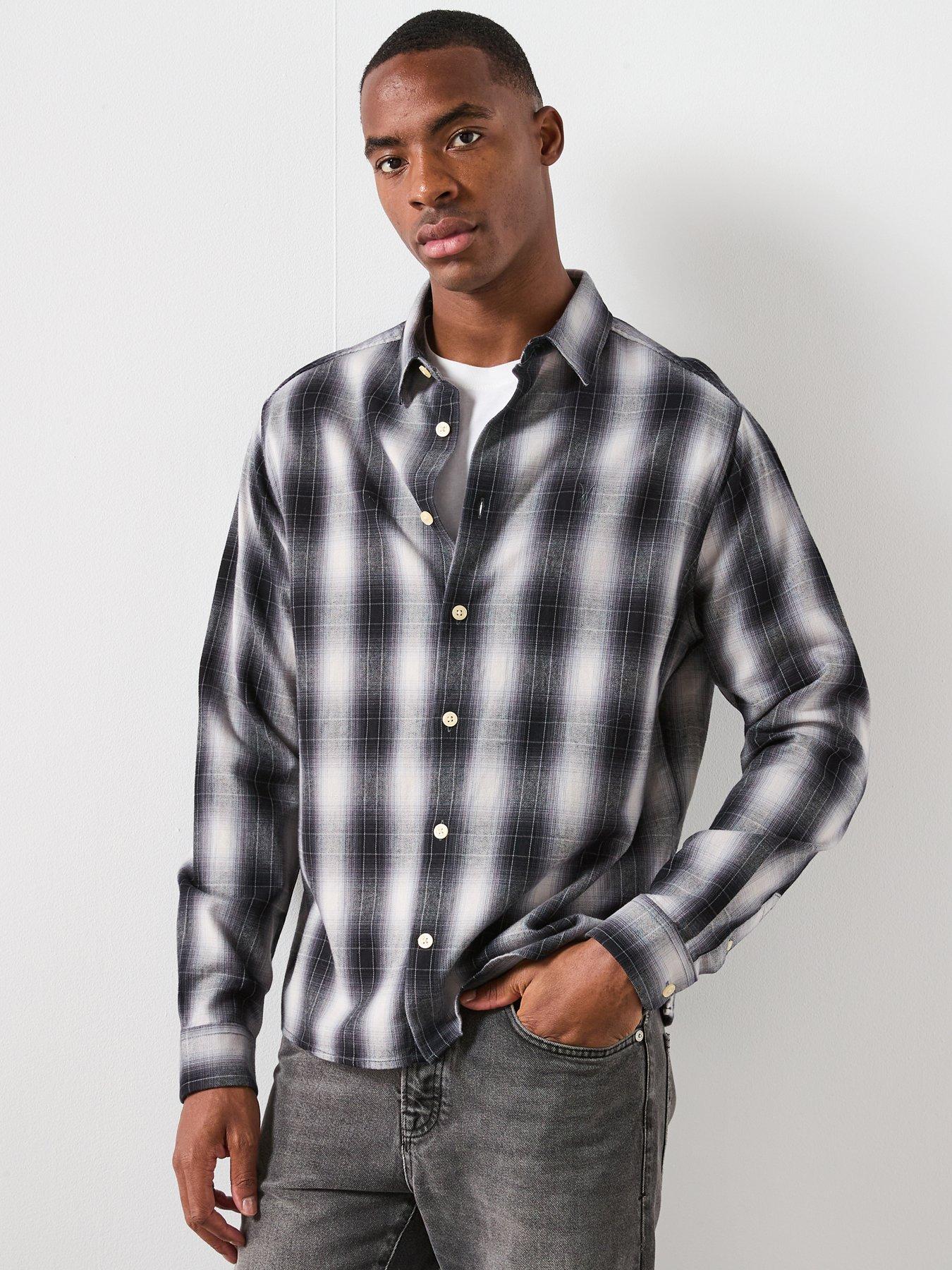 Image 1 of 6 of AllSaints Holburn Checked Shirt - Black/White
