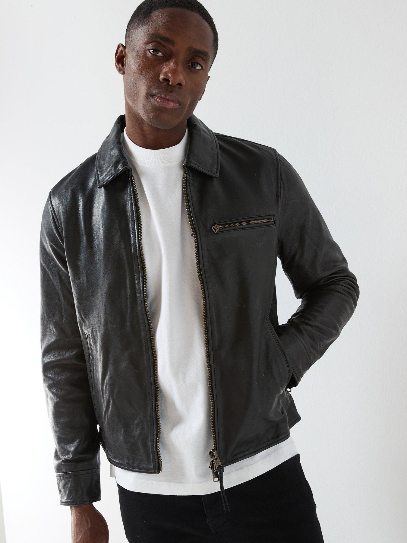 AllSaints All Saints Miller Zip Through Leather Jacket - Black