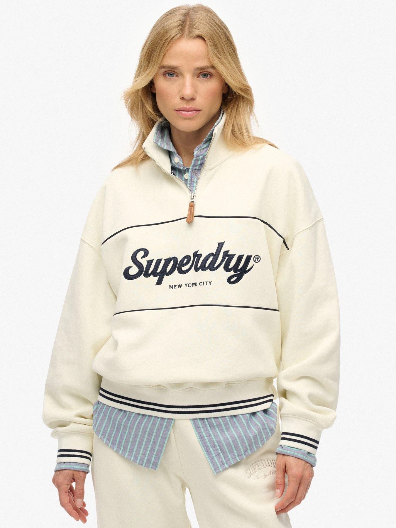 superdry-country-club-loose-14-zip-sweatshirt-off-white