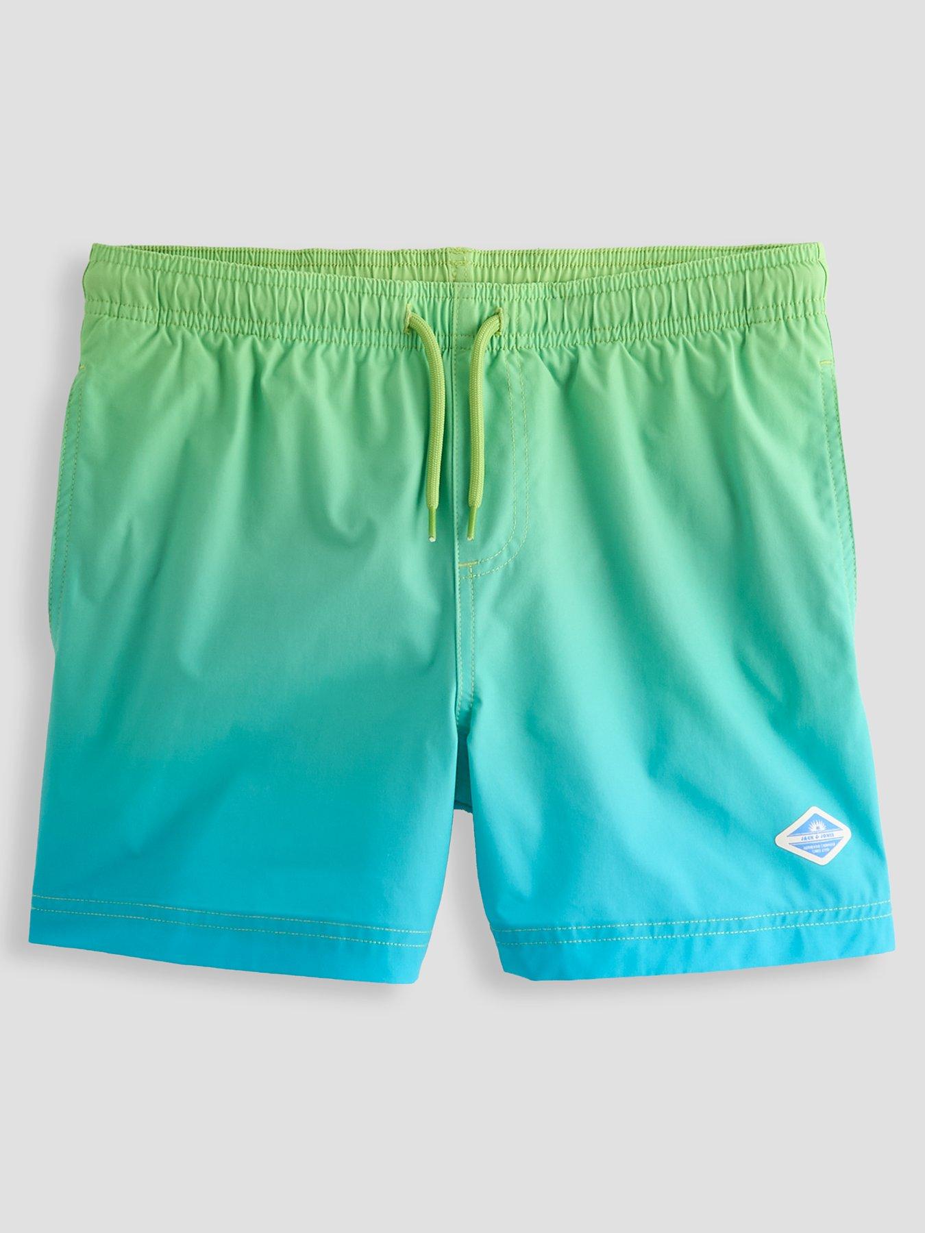 Image 1 of 4 of Jack & Jones Junior Boys Horizon Dip Dye Swim Shorts - Bright Lime Green