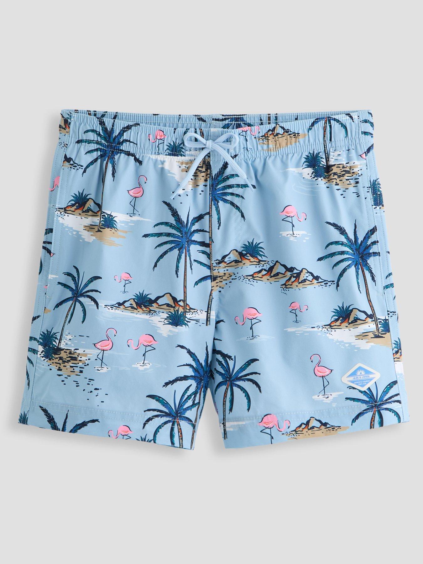 Jack & Jones Junior Boys Palm Tree Swim Shorts - Celestial Blue