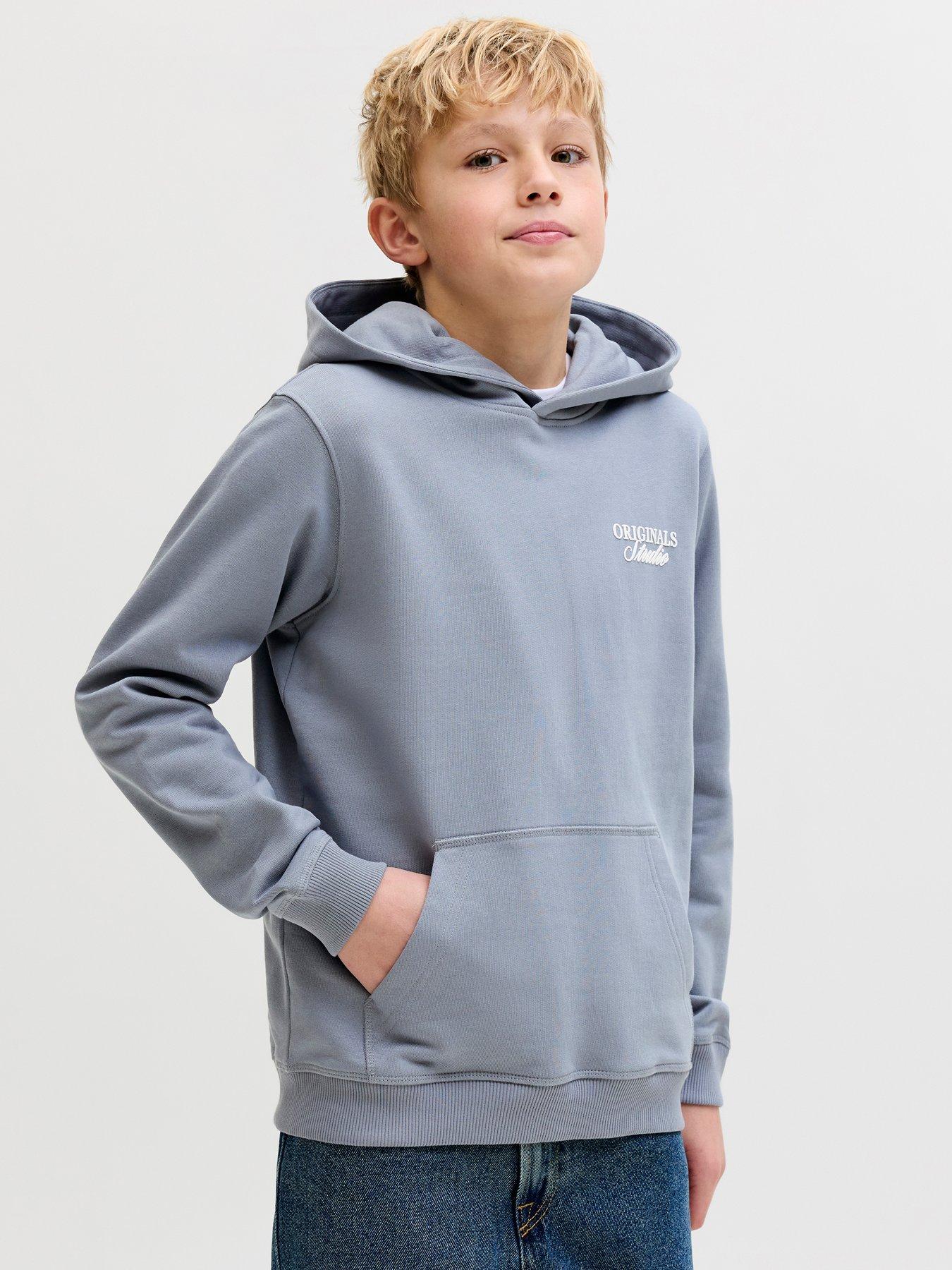 Image 2 of 7 of Jack & Jones Junior Boys Back Print Hoodie - Tradewinds Blue