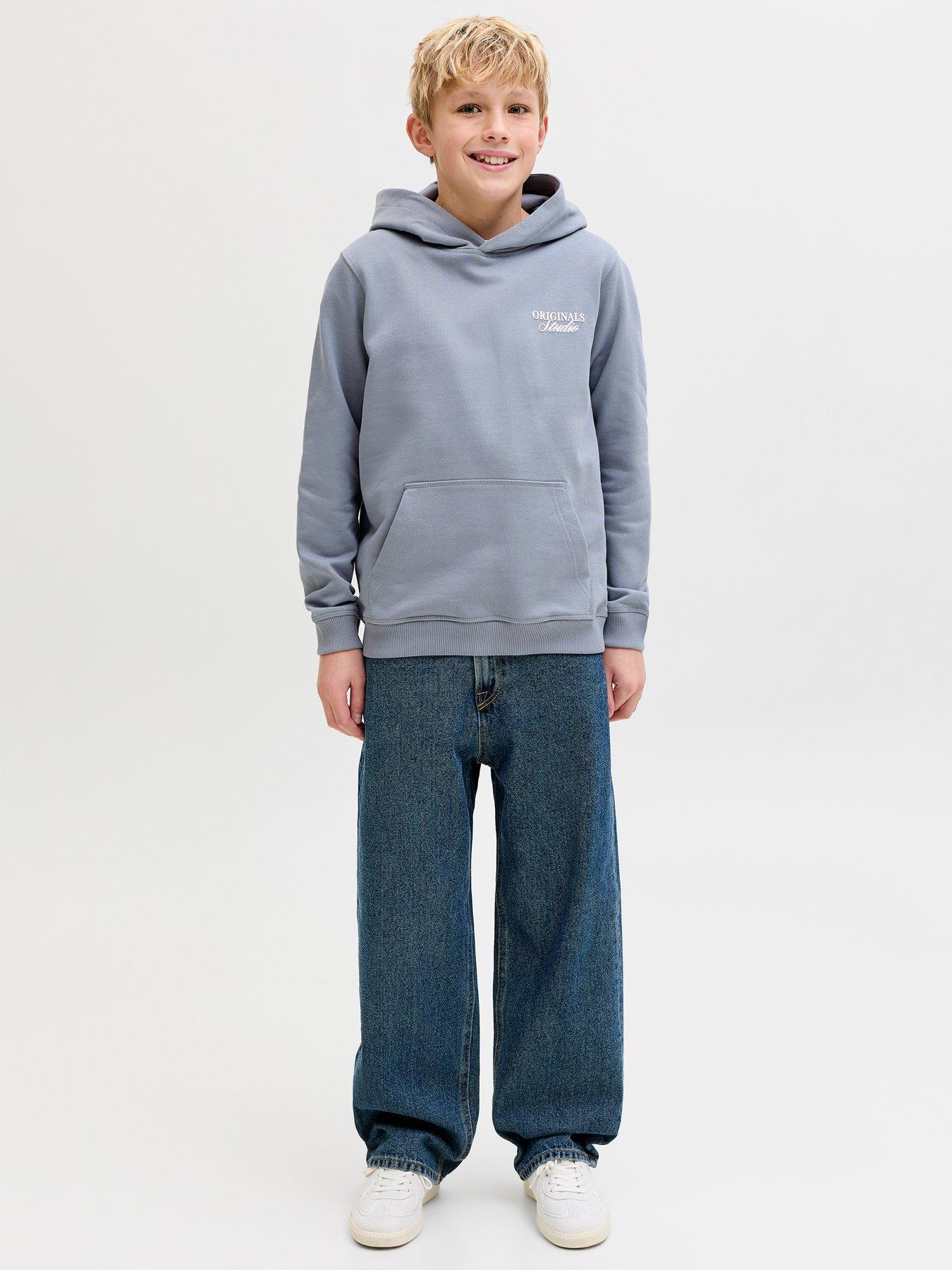 Image 3 of 7 of Jack & Jones Junior Boys Back Print Hoodie - Tradewinds Blue