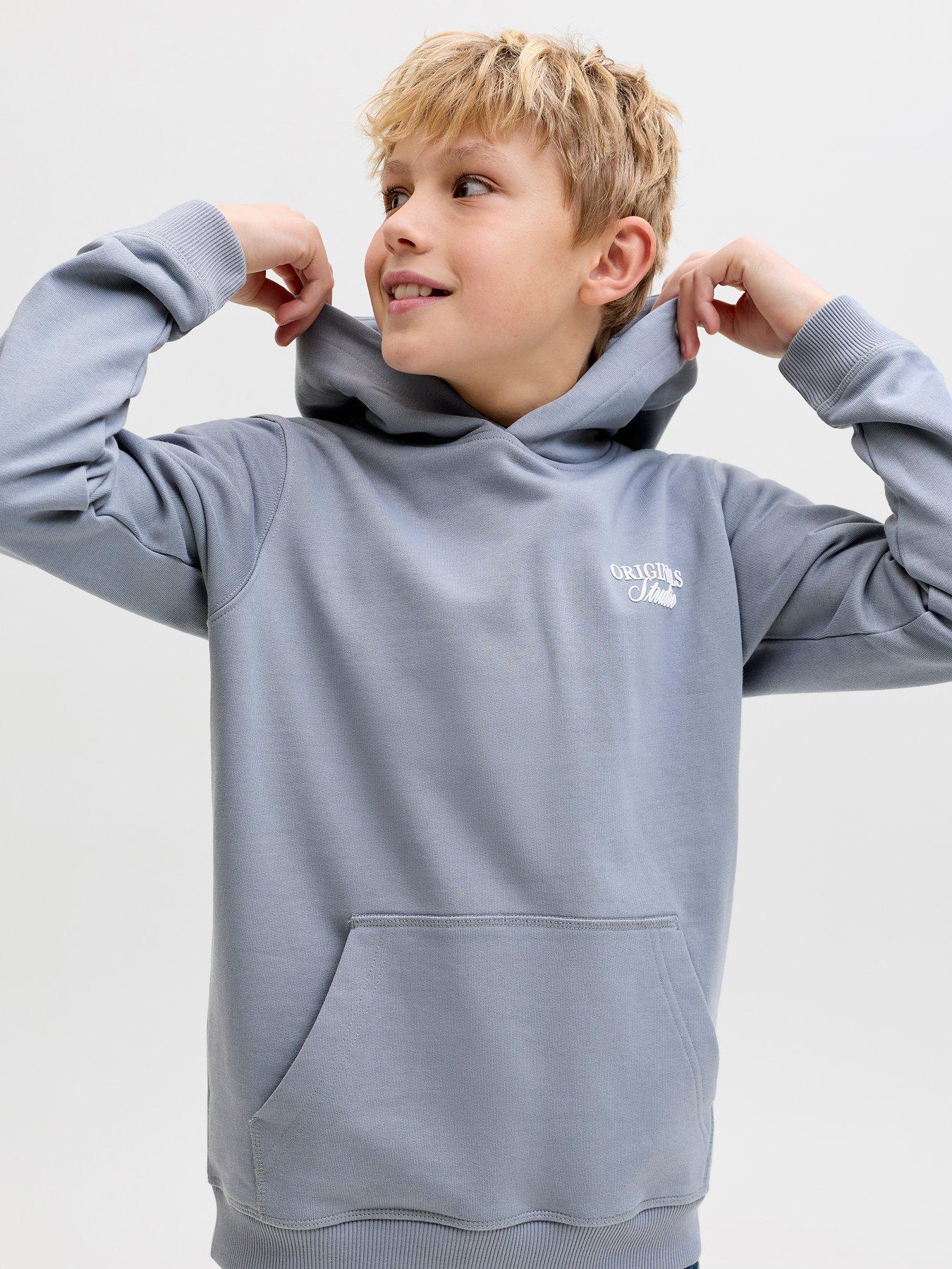 Image 4 of 7 of Jack & Jones Junior Boys Back Print Hoodie - Tradewinds Blue