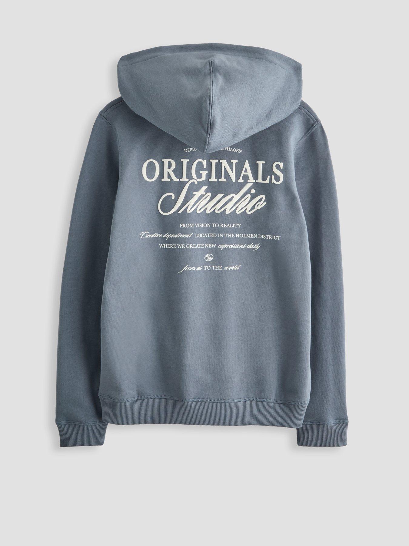 Image 7 of 7 of Jack & Jones Junior Boys Back Print Hoodie - Tradewinds Blue