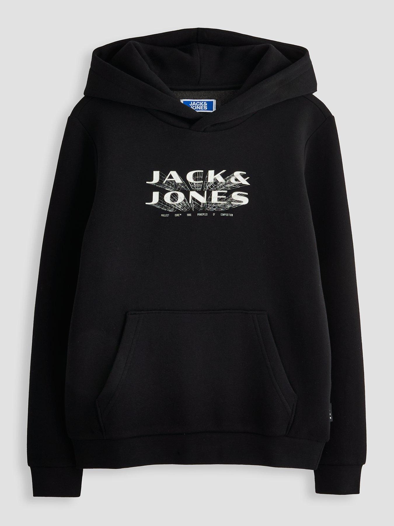 Jack & Jones Junior Boys Fusion Logo Hoodie - Black