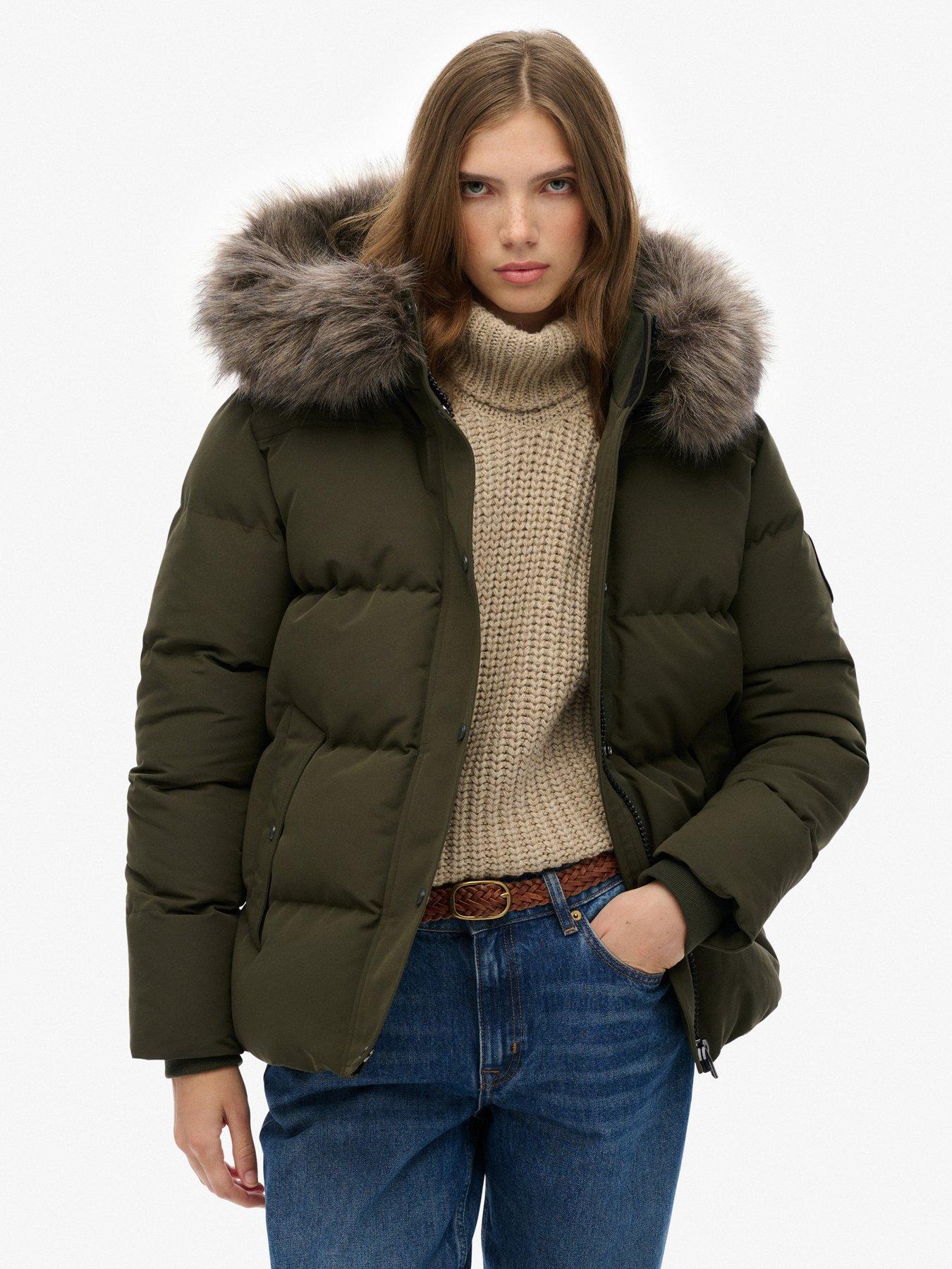 Image 1 of 7 of Superdry Everest 5 Baffle Puffer Jacket - Army Khaki Green