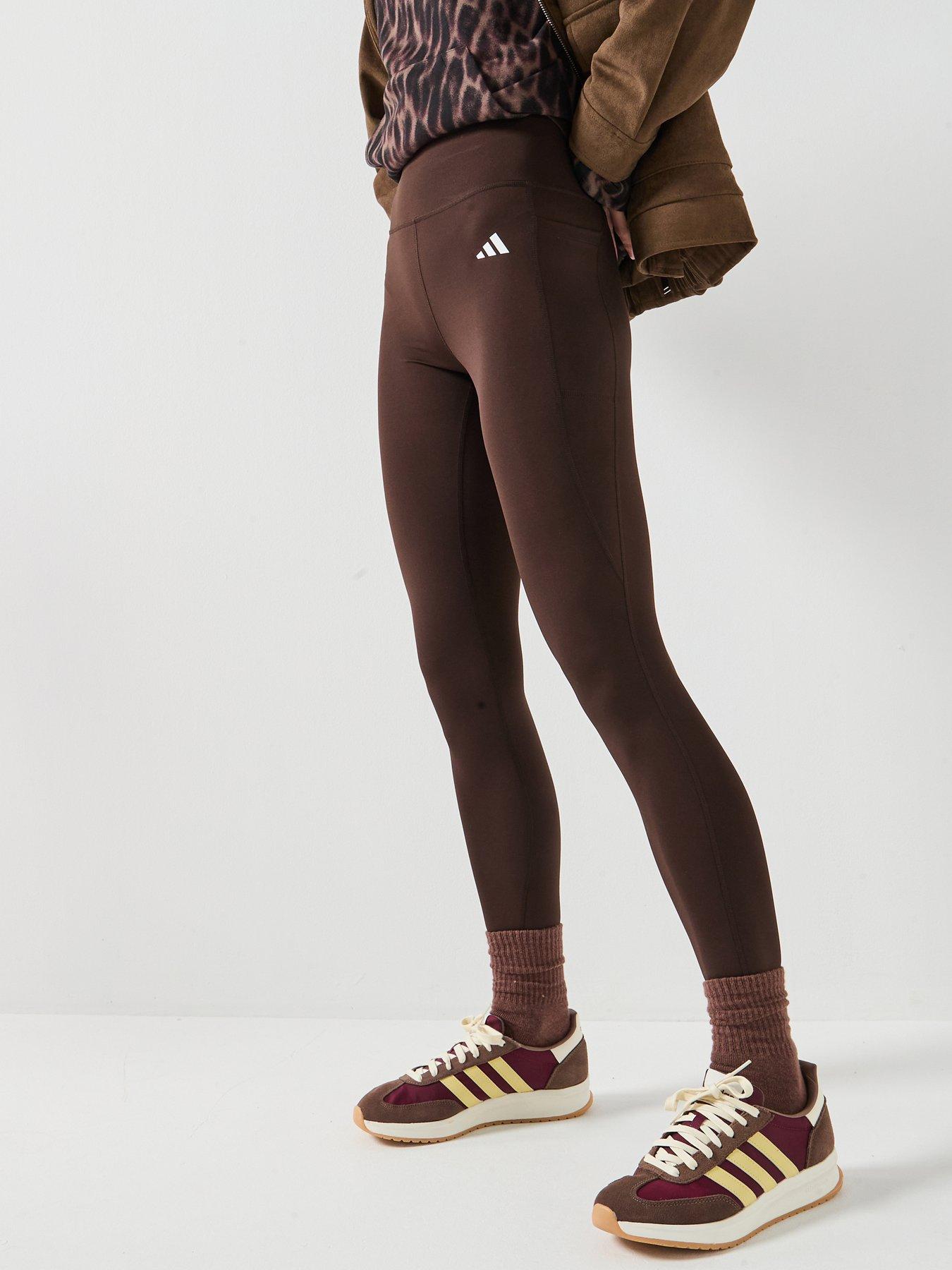 adidas-womens-training-workout-essentials-tights-brownfront