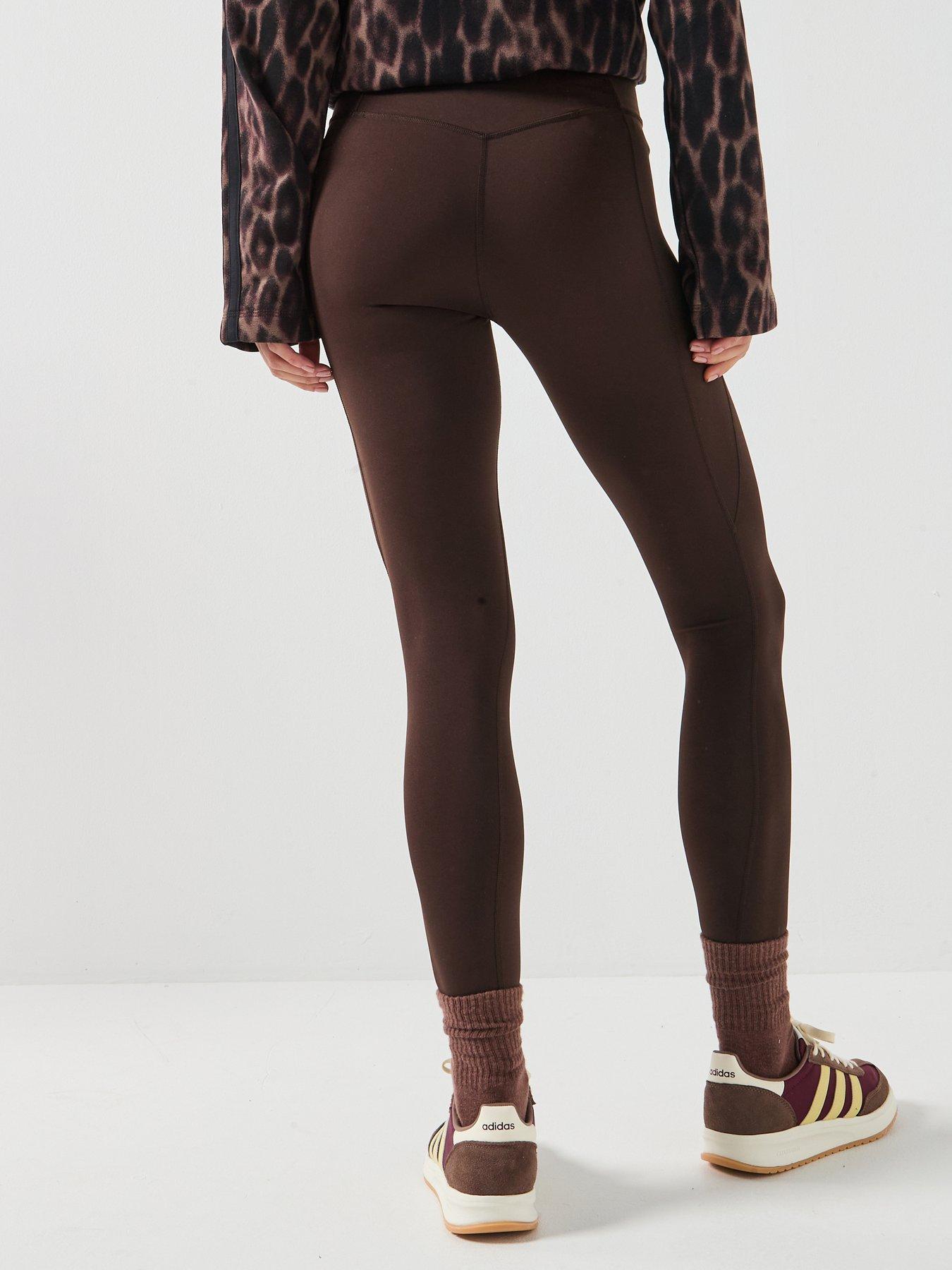 adidas-womens-training-workout-essentials-tights-brownstillFront