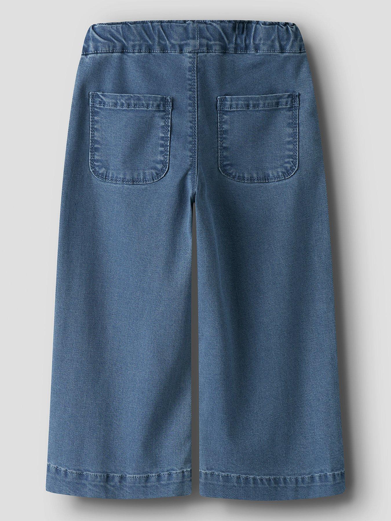 Image 2 of 4 of Name It Mini Girls Bella Wide Leg Pull Up Jeans - Blue