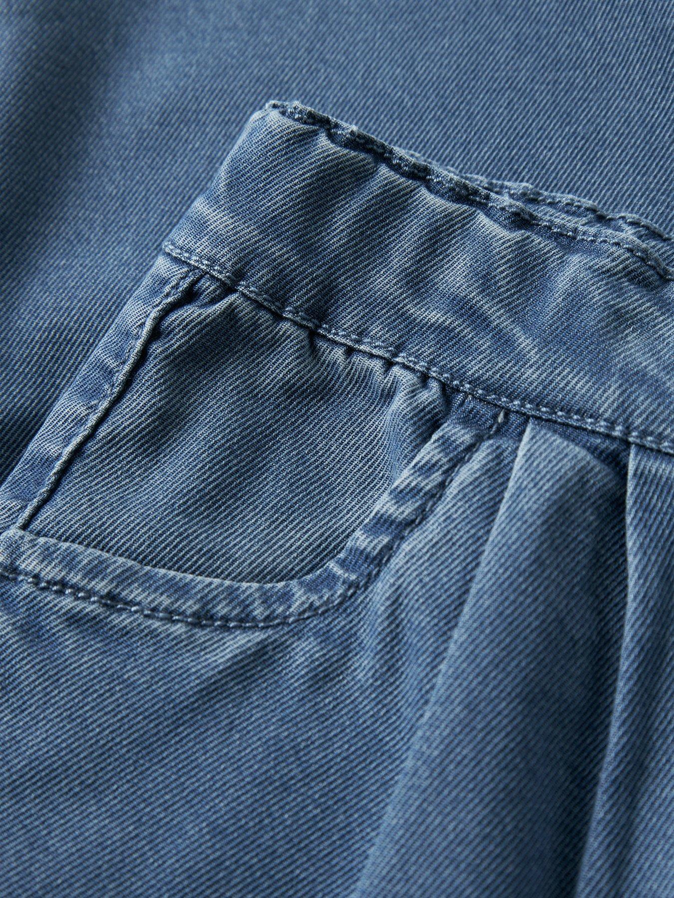 Image 4 of 4 of Name It Mini Girls Bella Wide Leg Pull Up Jeans - Blue
