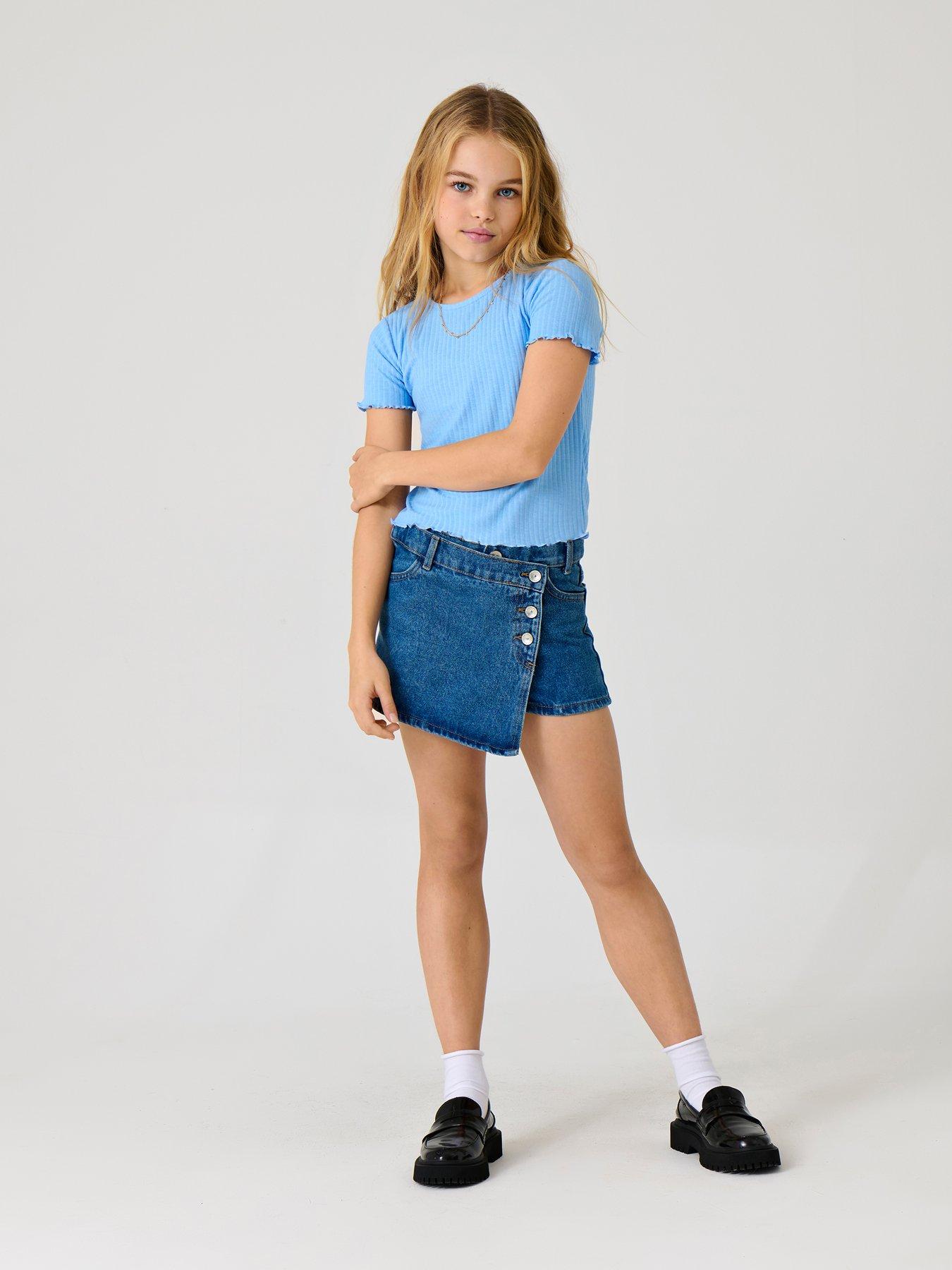 Only Kids Girls Denim Skort - Blue