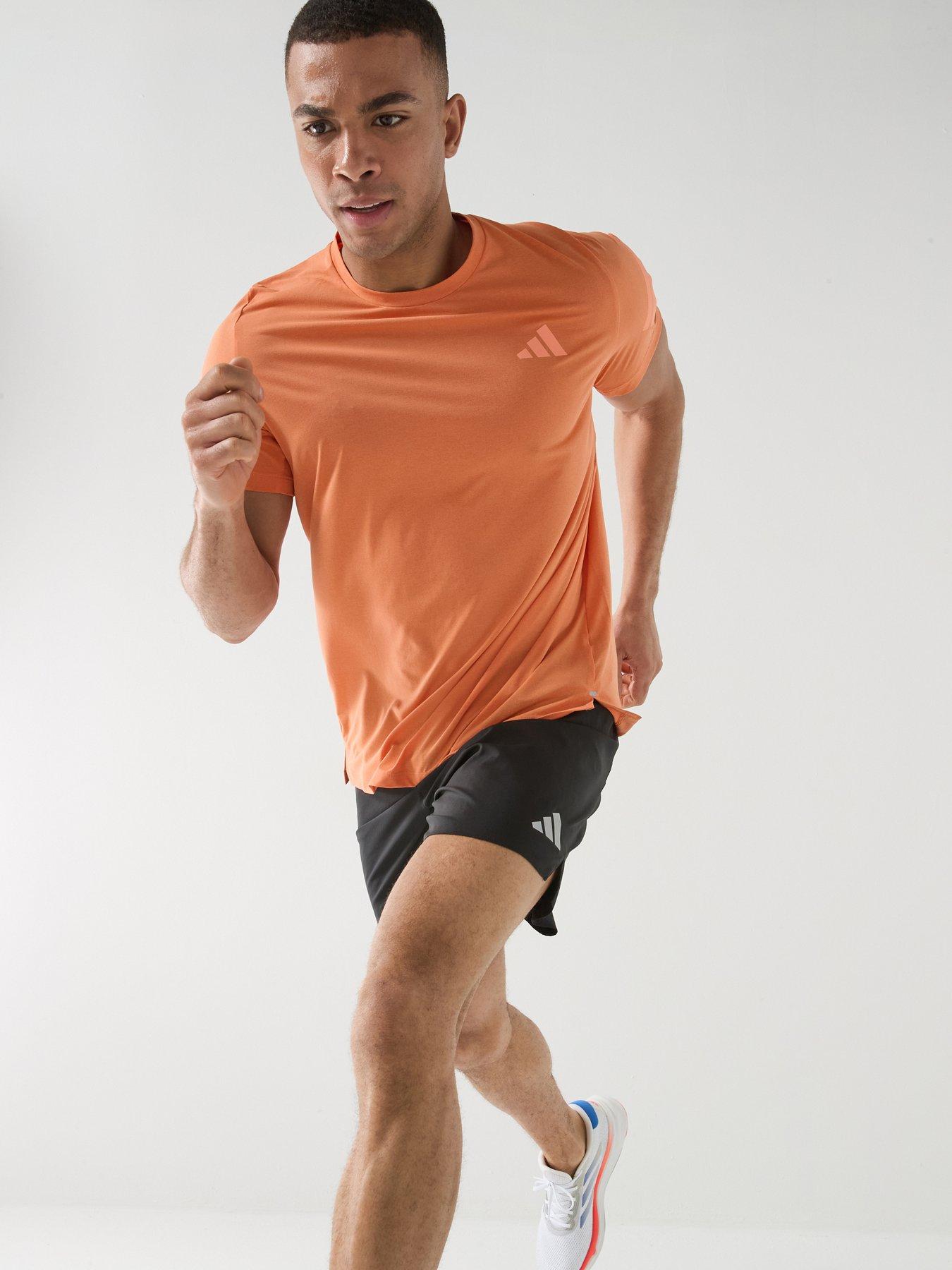 adidas Mens Running Adi365 Iconic Stripes T-Shirt - Orange