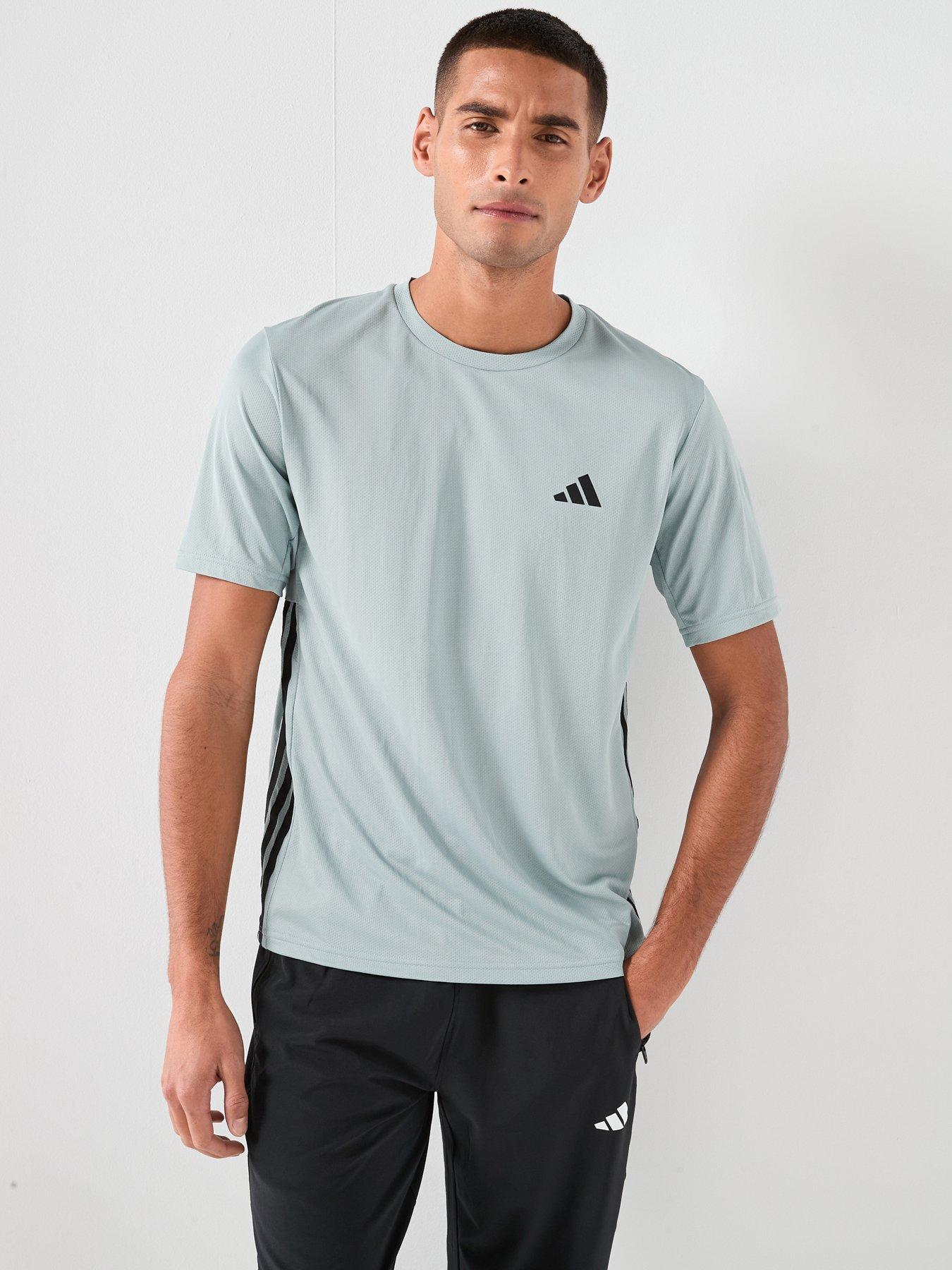 adidas-mens-training-workout-essentials-base-3-stripe-t-shirt-greenfront