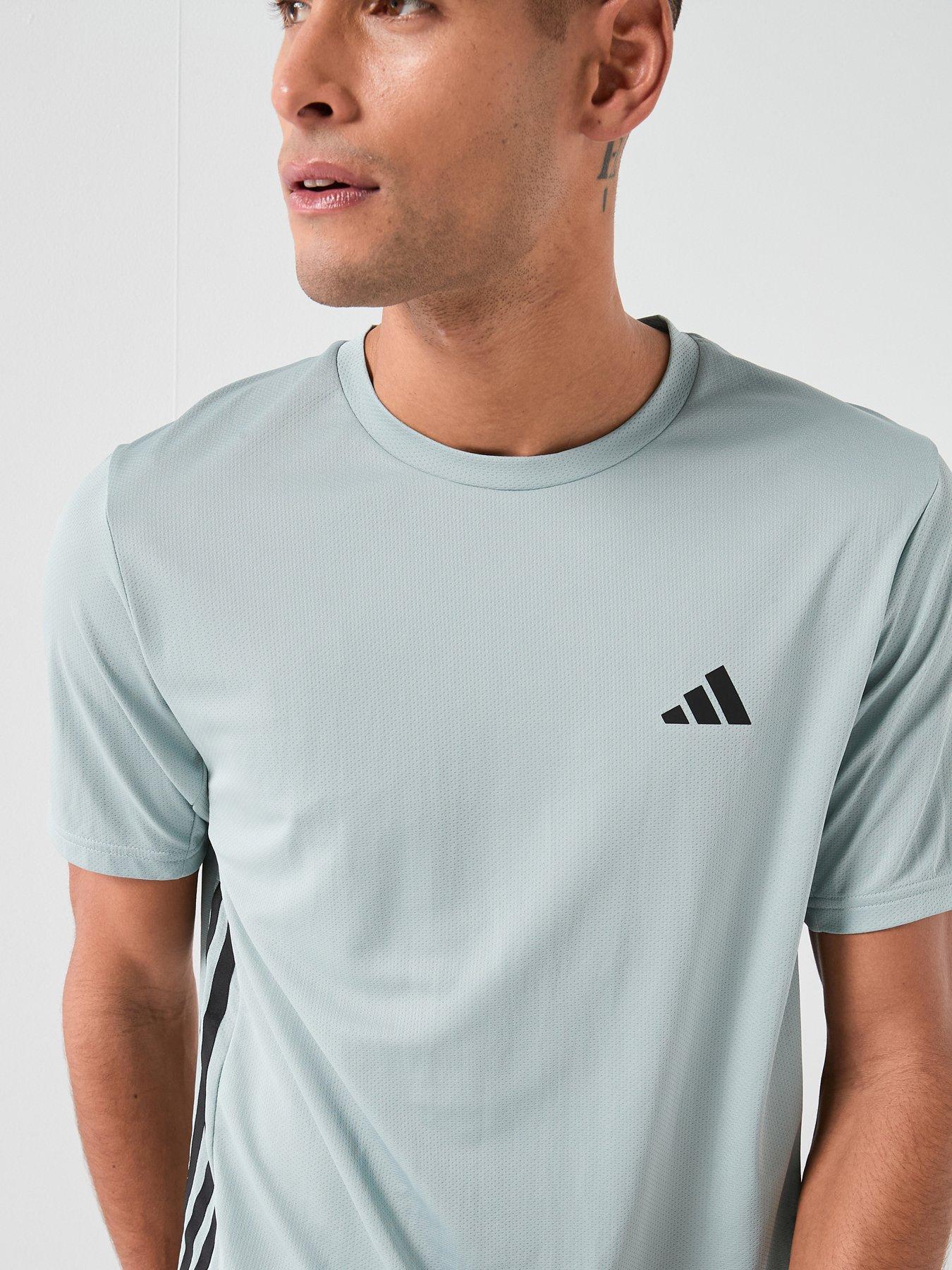 adidas-mens-training-workout-essentials-base-3-stripe-t-shirt-greenoutfit