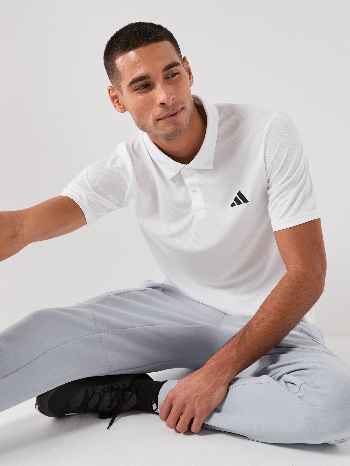 Image 5 of 6 of adidas Mens Training Workout Essentials Polo Shirt - White
