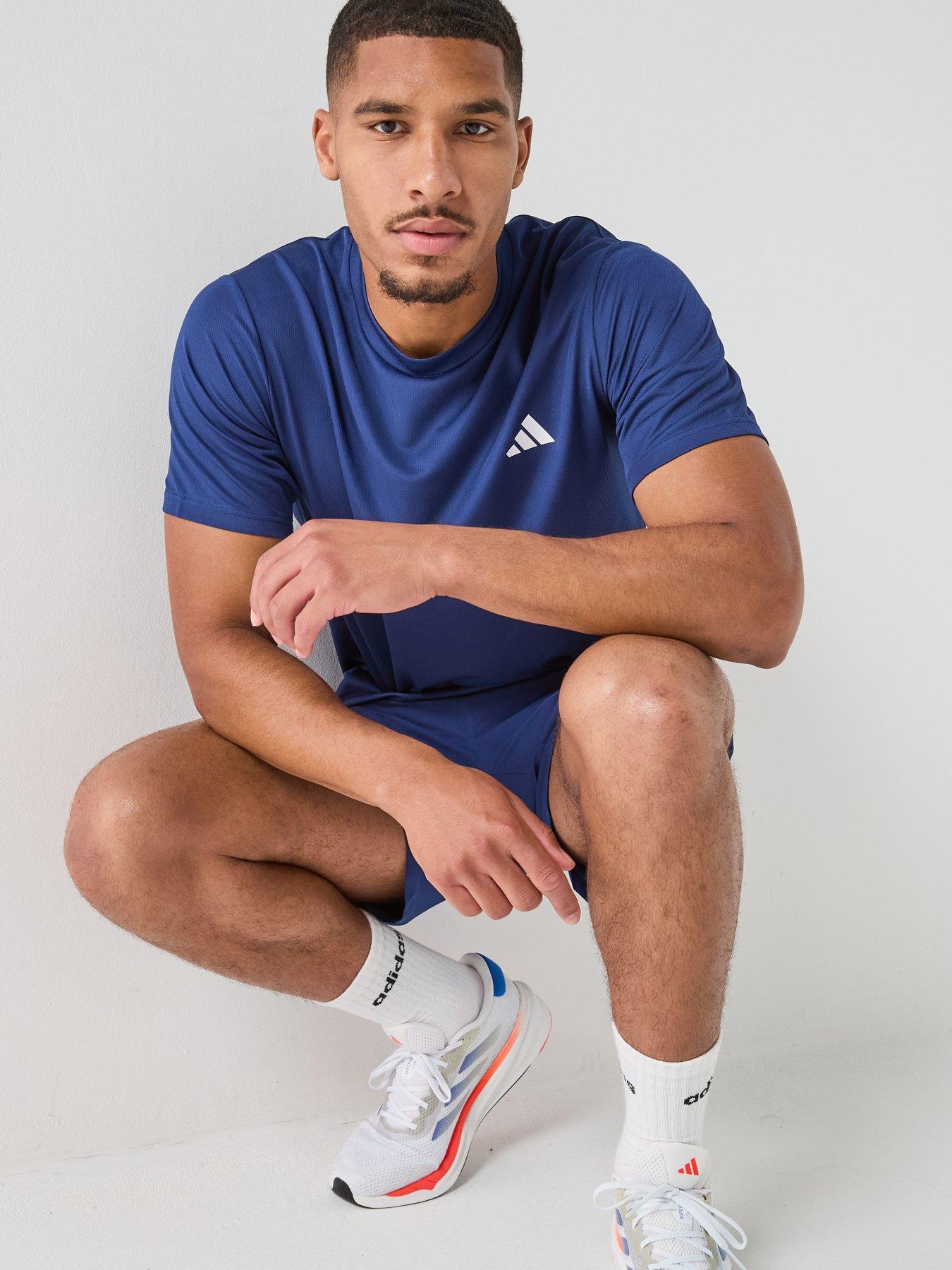 Image 4 of 5 of adidas Mens Training Workout Essentials T-Shirt - Blue