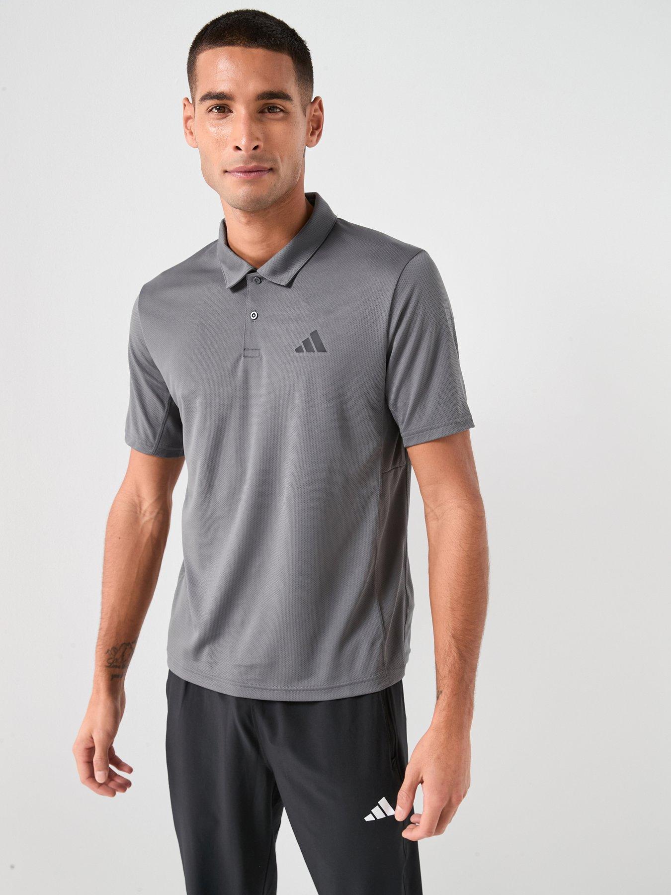 Image 1 of 5 of adidas Mens Training Workout Essentials Polo Shirt - Grey