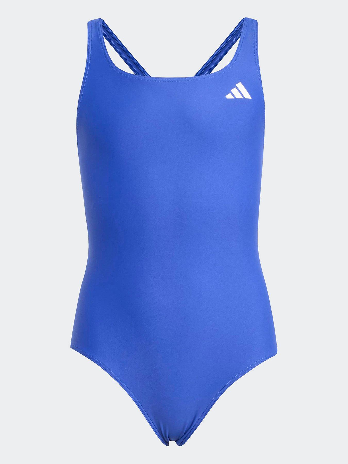 adidas-junior-girls-essentials-v-back-swimsuit-bluefront