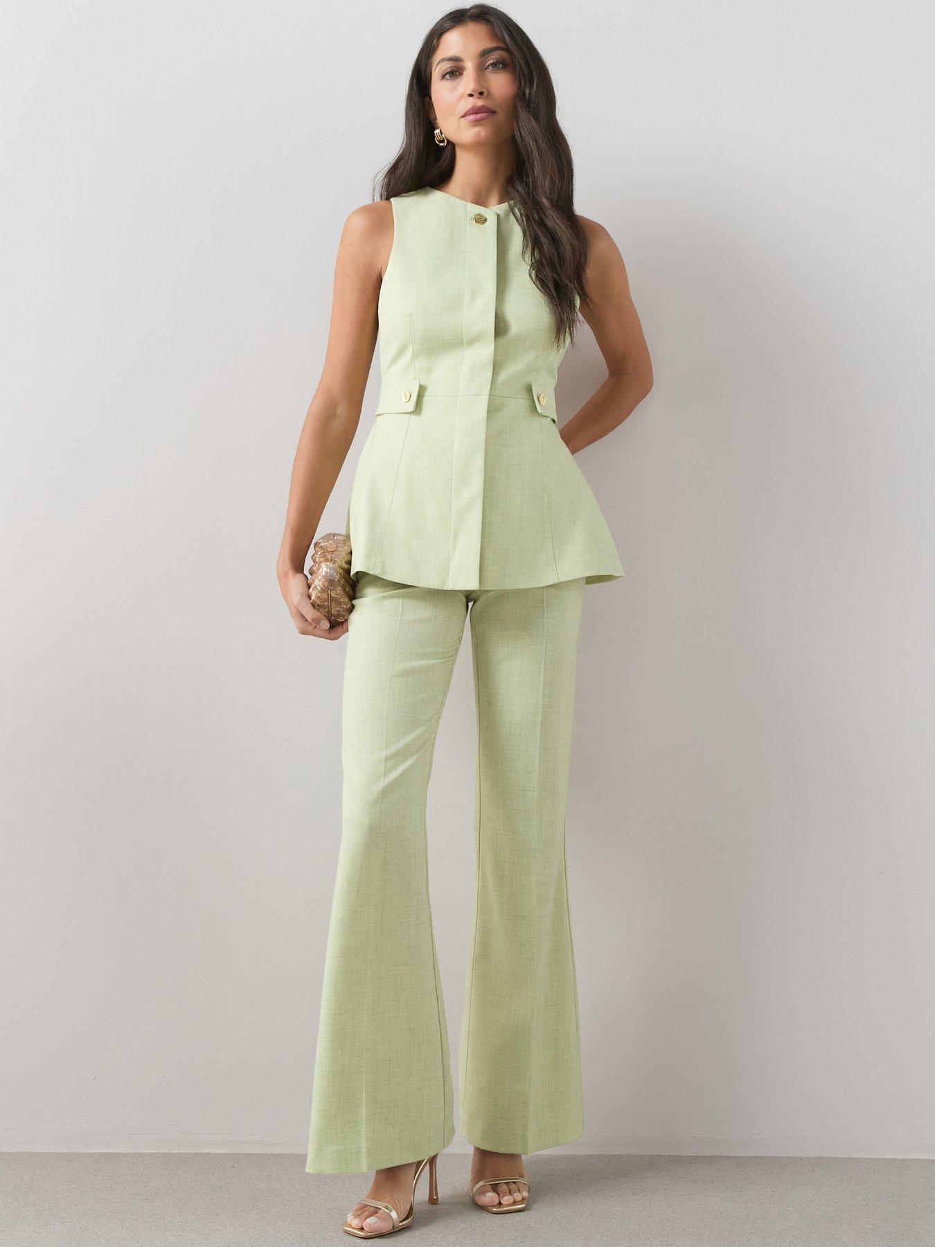 Image 1 of 6 of The Very Collection Flare Trouser Co Ord - Green