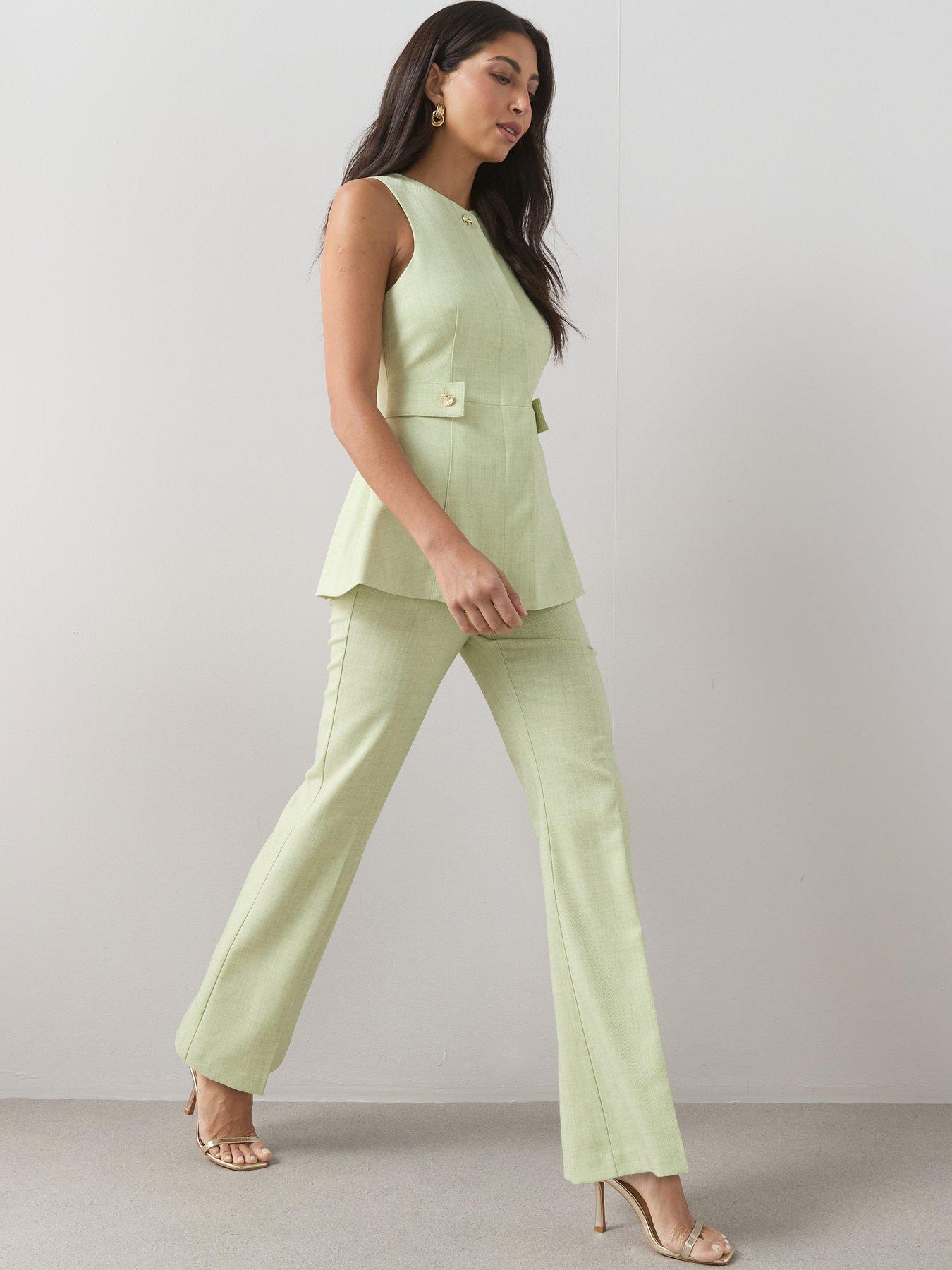 Image 3 of 6 of The Very Collection Flare Trouser Co Ord - Green