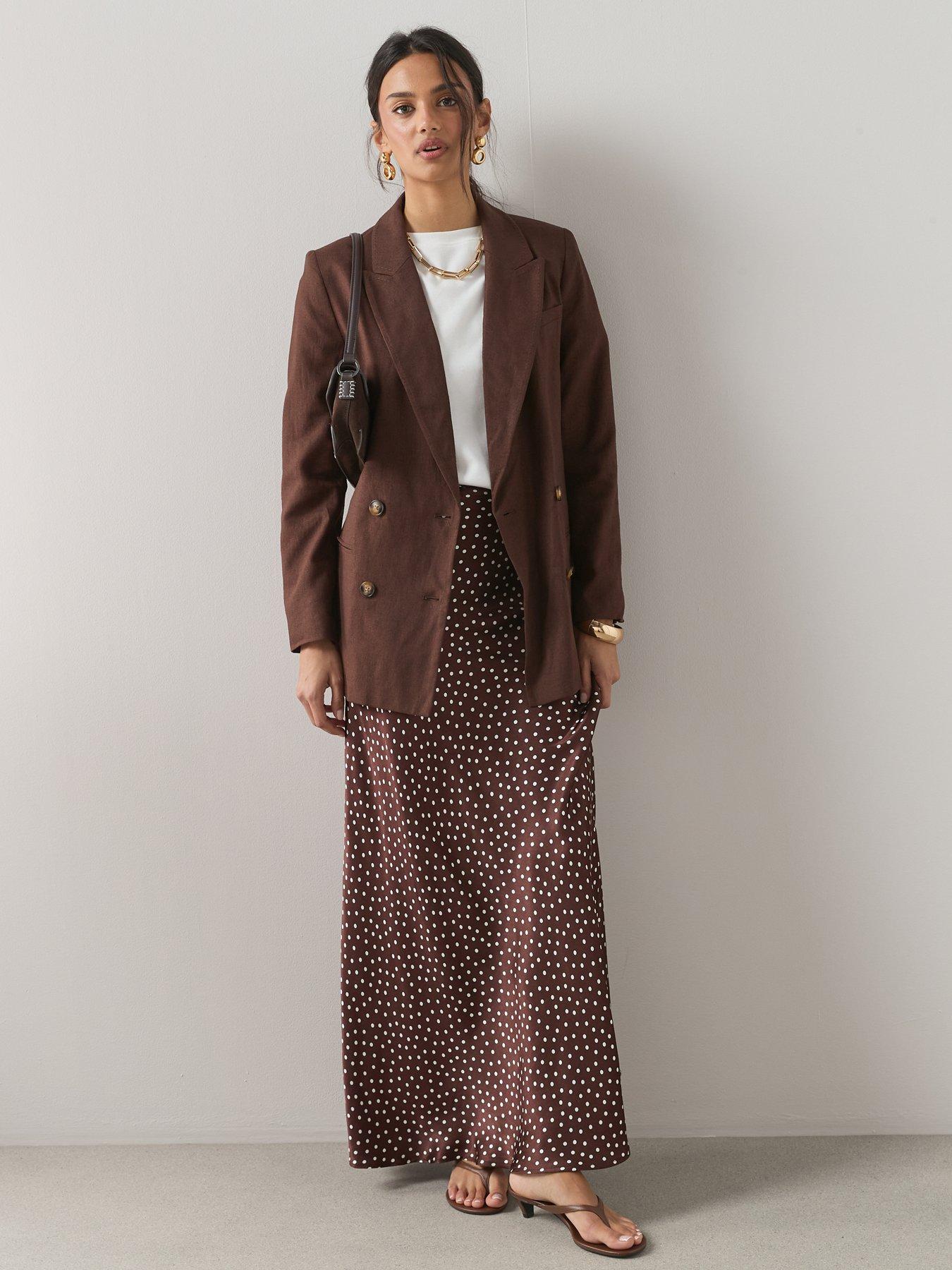 Image 3 of 6 of The Very Collection Double Breasted Linen Blazer - Brown