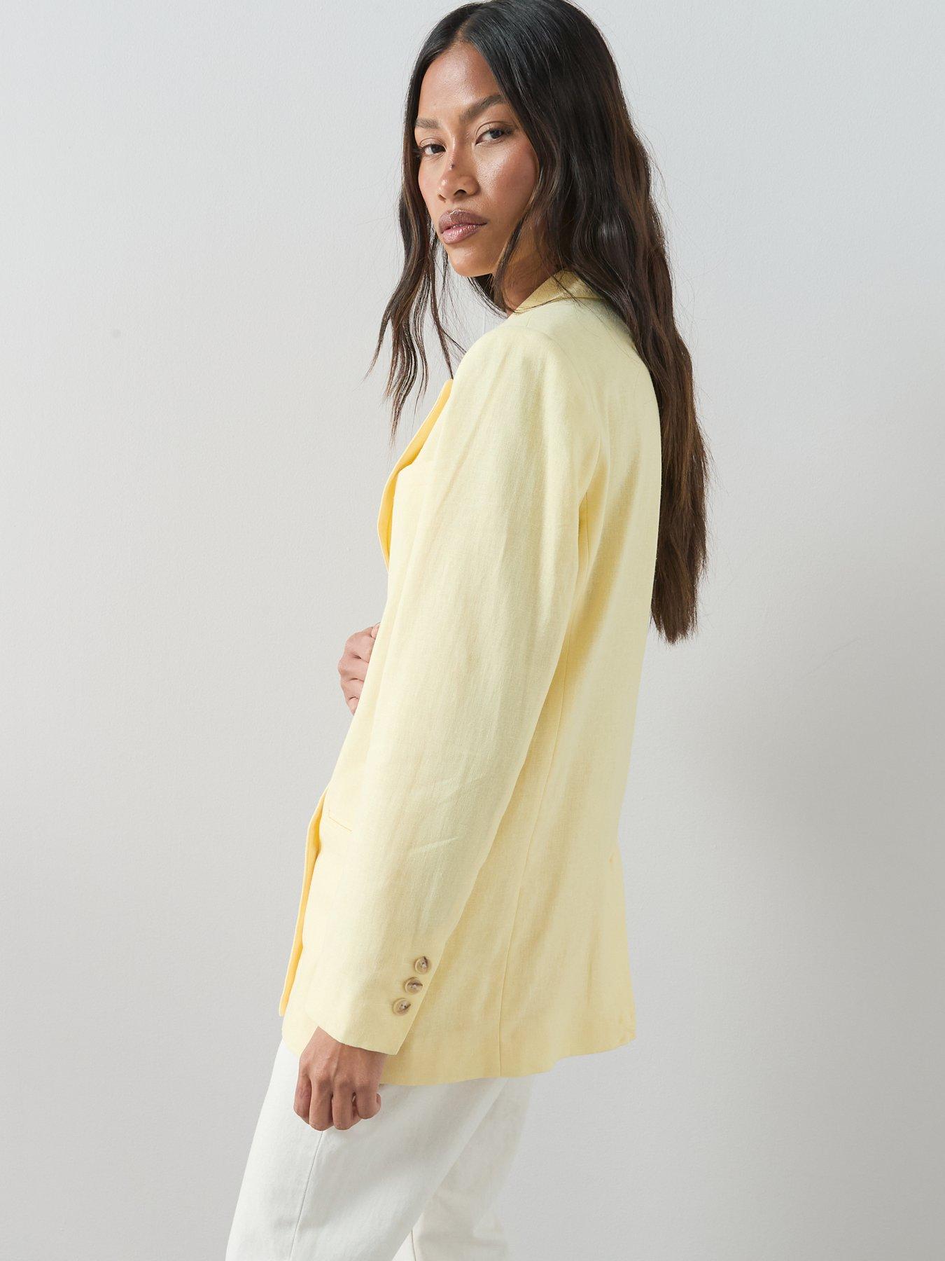 Image 2 of 6 of The Very Collection Double Breasted Linen Blazer - Lemon