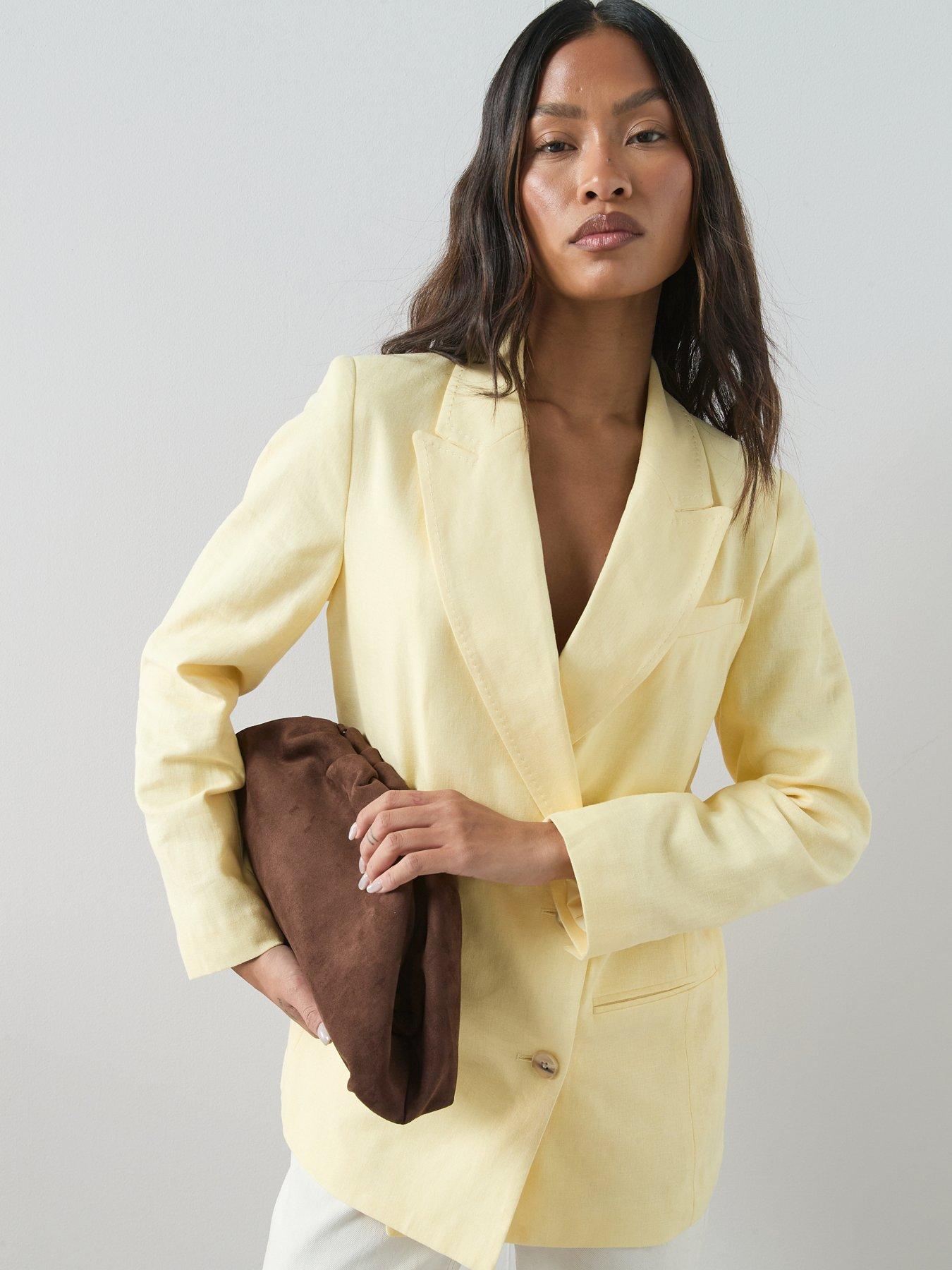 Image 4 of 6 of The Very Collection Double Breasted Linen Blazer - Lemon
